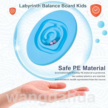 Balance Board for Kids, Children's Labyrinth Wobble Board with 5 Balls, Rocking Seesaw for Autism Kids Sensory Balance Training, Indoor Play Equipment, Grooves Bottom More Safer,Blue
