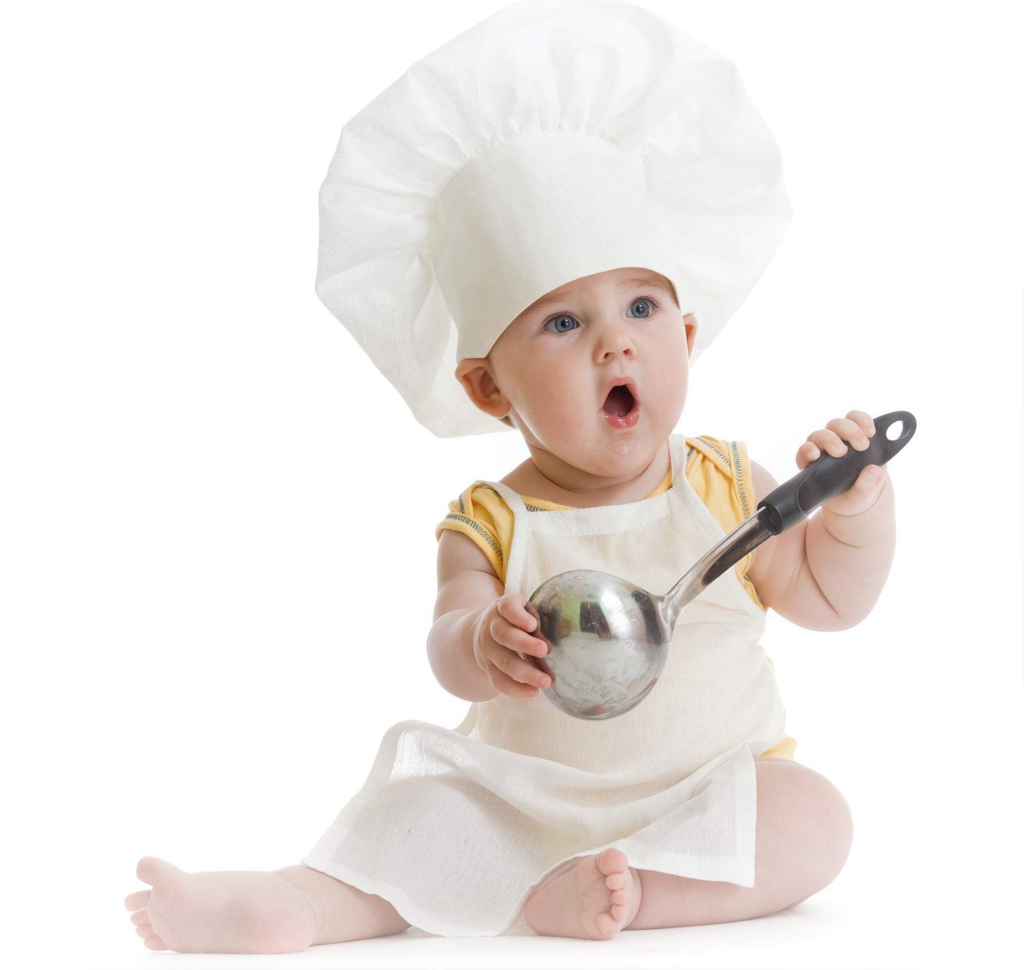 CHEFSKIN KIDS Children CHEF WHITE SET : 1 LONG SLEEVE CHEF JACKET + 1 CHEF HAT + 1 CHEF APRON (BABY (FITS 8-36 MOS.))