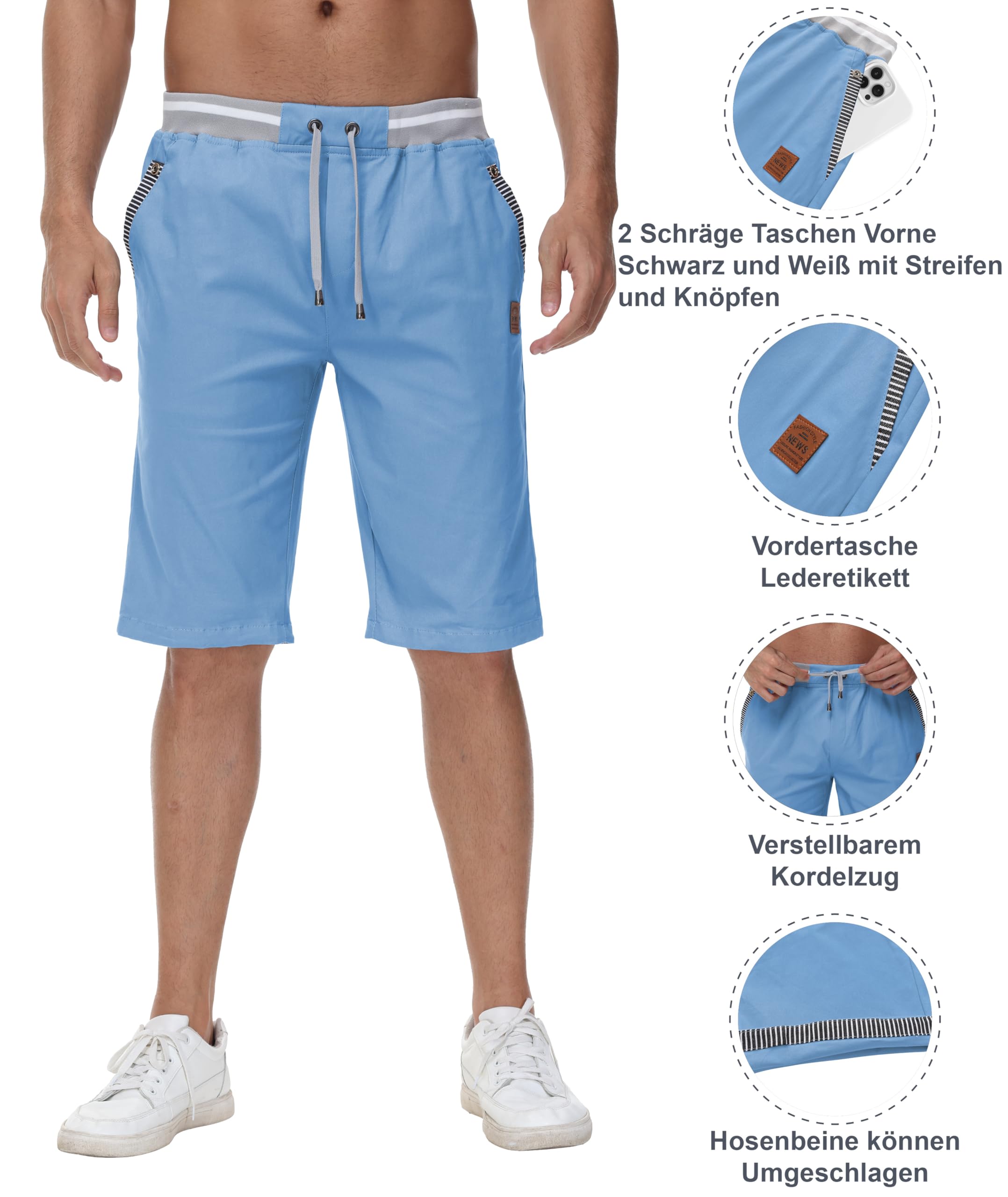 Djtnzdm Bermuda Cargo Estivi Pantaloncini Bermuda Uomo Cotone Lavoro Casual Sportivi Pantaloni Corti Golf Shorts Uomo