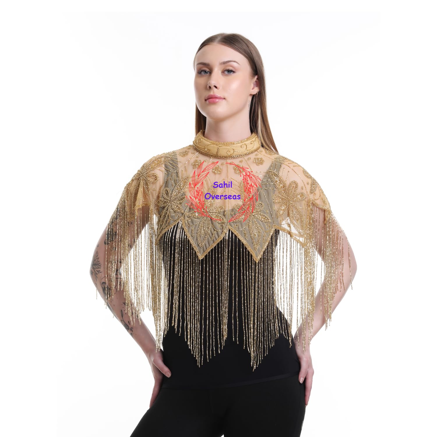 Poncho for Women's Net Poncho Capes Shrugs Fully Embrodery-picture-55