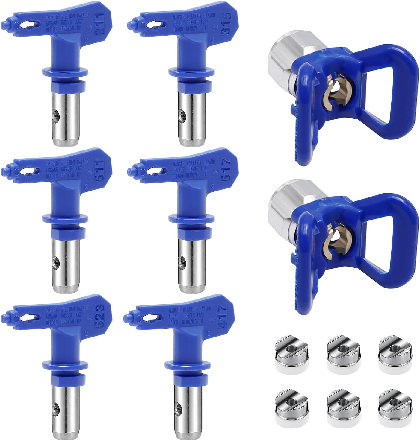 Hoypeyfiy Reversible Spray Tips Airless Paint Sprayer Nozzle Tips Airless Paint Spray Guns Airless Tips Guard Base Sprayer for Homes Buildings Decks (211,315,417,517,515,523)