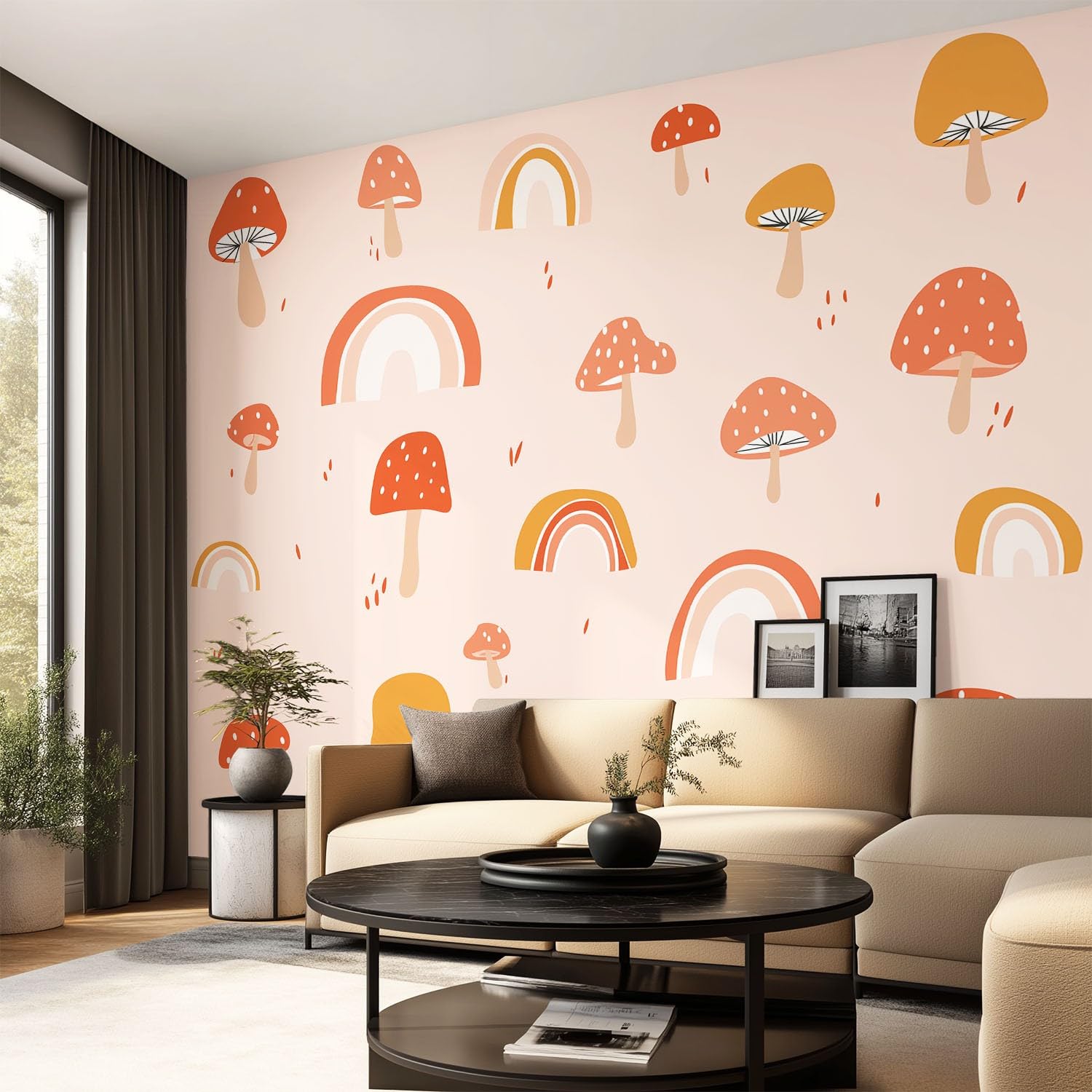 Papier peint intissé haut de gamme grand format 300 x 210 cm tapisserie rose
