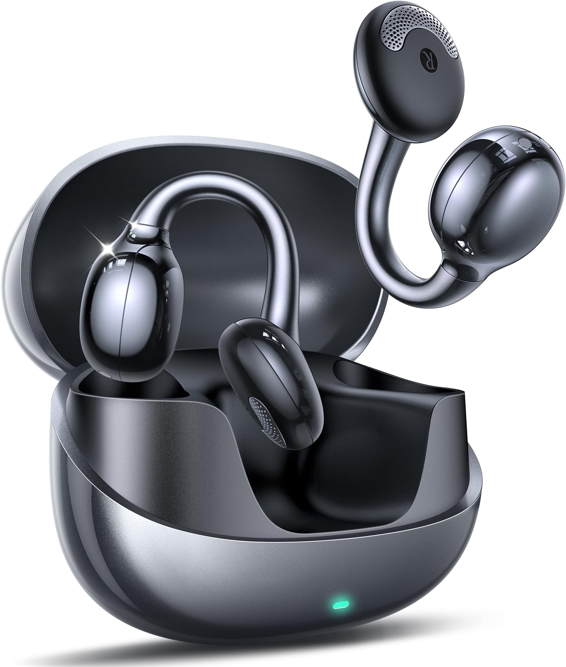 JOYROOM OE3 Clip-On Open Ear Earbuds Wireless Bluetooth Headphones for Running Workout Sport Ultra-Light Comfort Deep Bass Powerful Sound Auto L-R Recognition Multipoint Connection for Daily Use，Black