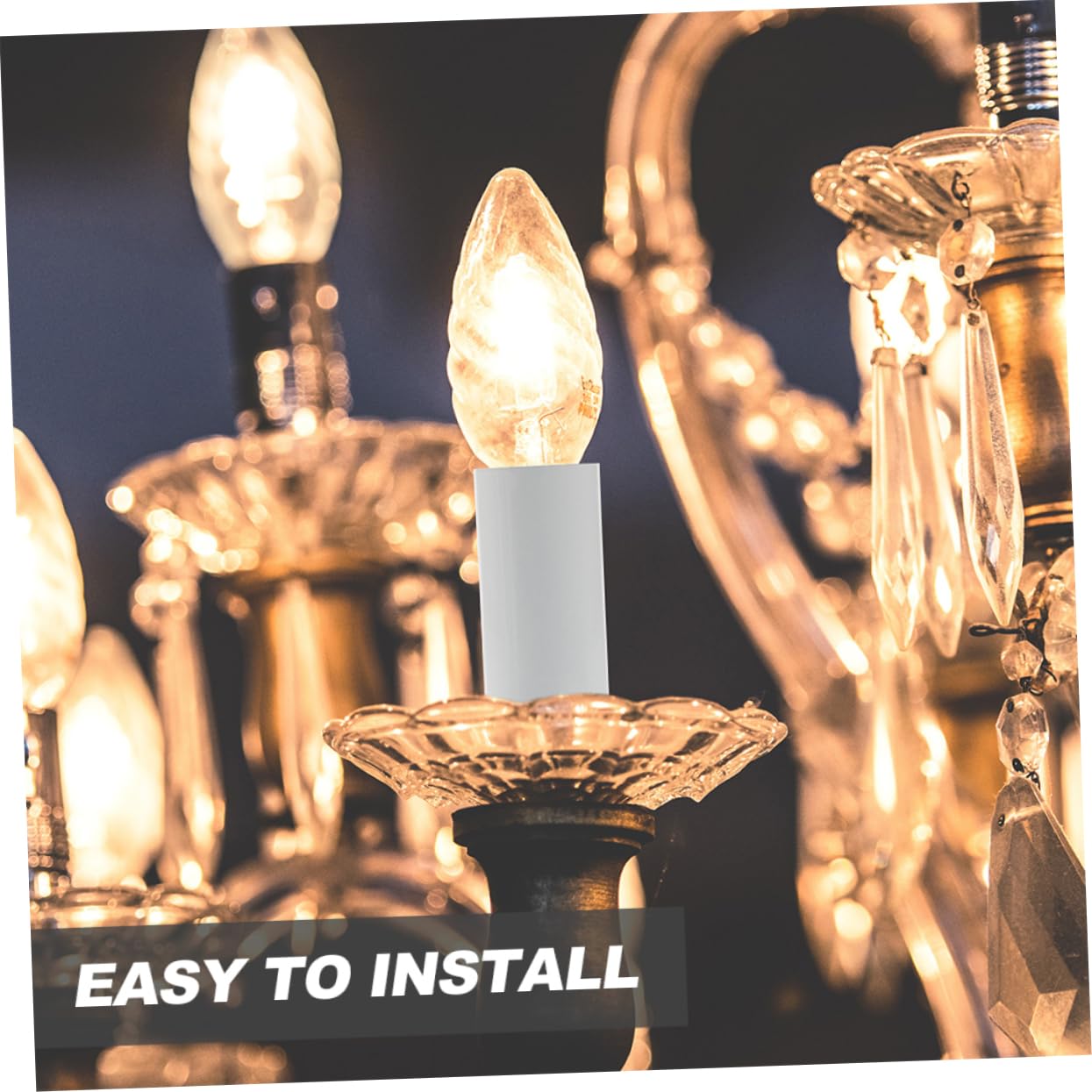WOONEKY 15 Fundas para Portalámparas Colgantes de Metal Blanco Base Grande y Estructura Resistente para Lámparas de Cristal Hogar