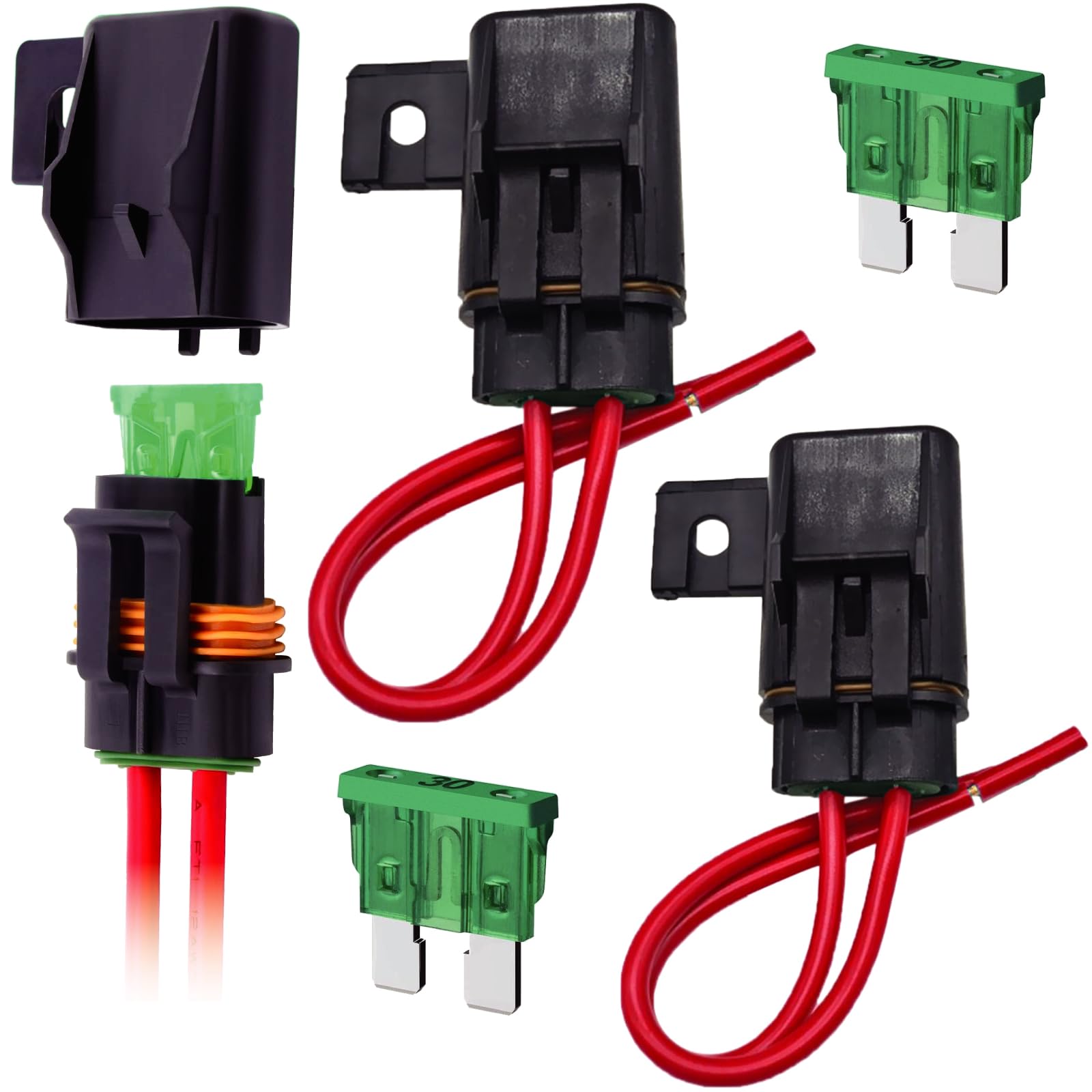 VANSIHO 12 AWG, robuster, wasserdichter Inline-ATO/ATC-Flachsicherungshalter mit Abdeckung für Automobil/Marine/Fahrzeug (3)