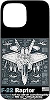 Vista 24 de F22 Raptor Fighter Jet Blueprint - Funda para iPhone 16, diseño técnico y especificaciones