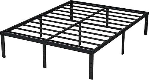 Miniatura 38 de EMODA Marco de cama Queen no necesita somier, plataforma de metal resistente de 6 pulgadas, marco de cama tamaño Queen con listones de acero, fácil