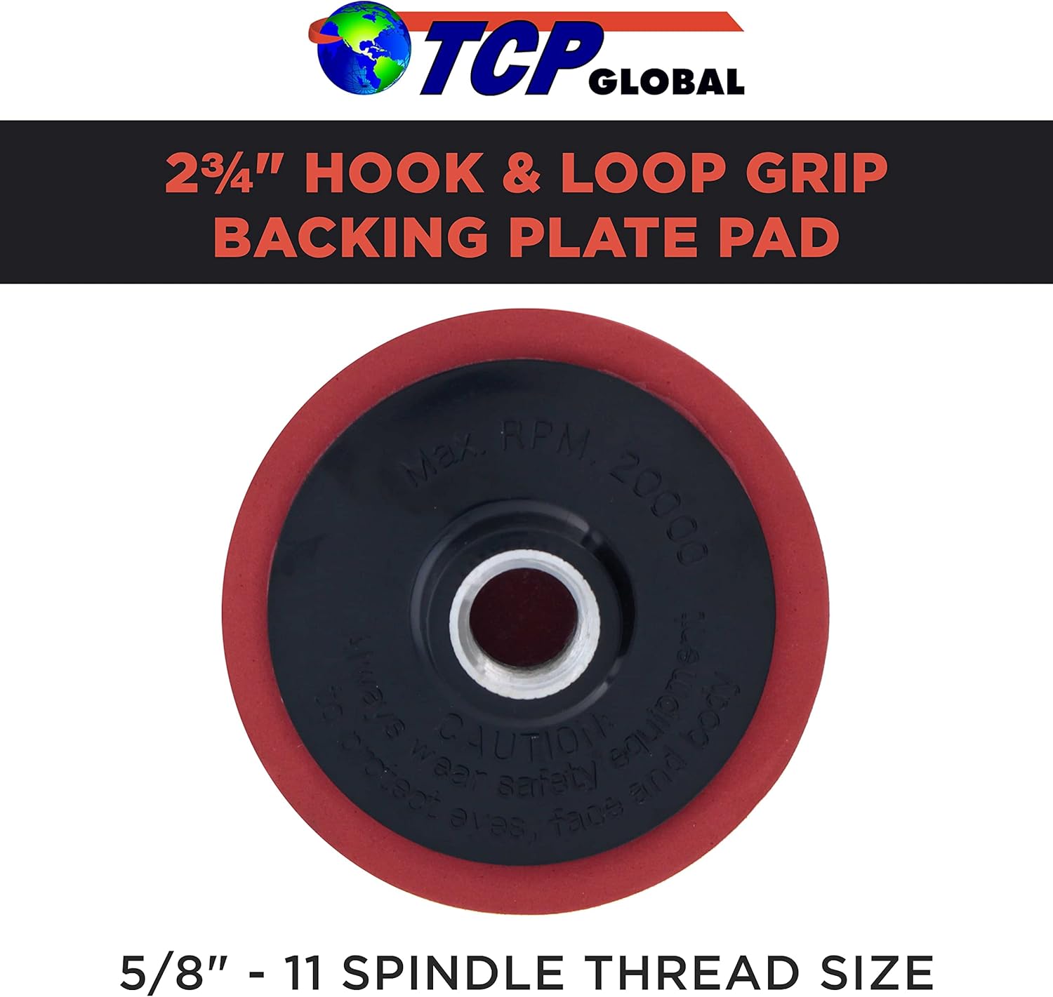 TCP Global 2-3/4" Hook & Loop Grip Backing Plate Pad, 5/8" - 11 Threads - Attach 3" Wool or Foam Buffing and Polishing Pads - Universal Rotary Polisher Backup Pad - Automotive, Polish, Car Detailing - Image 2