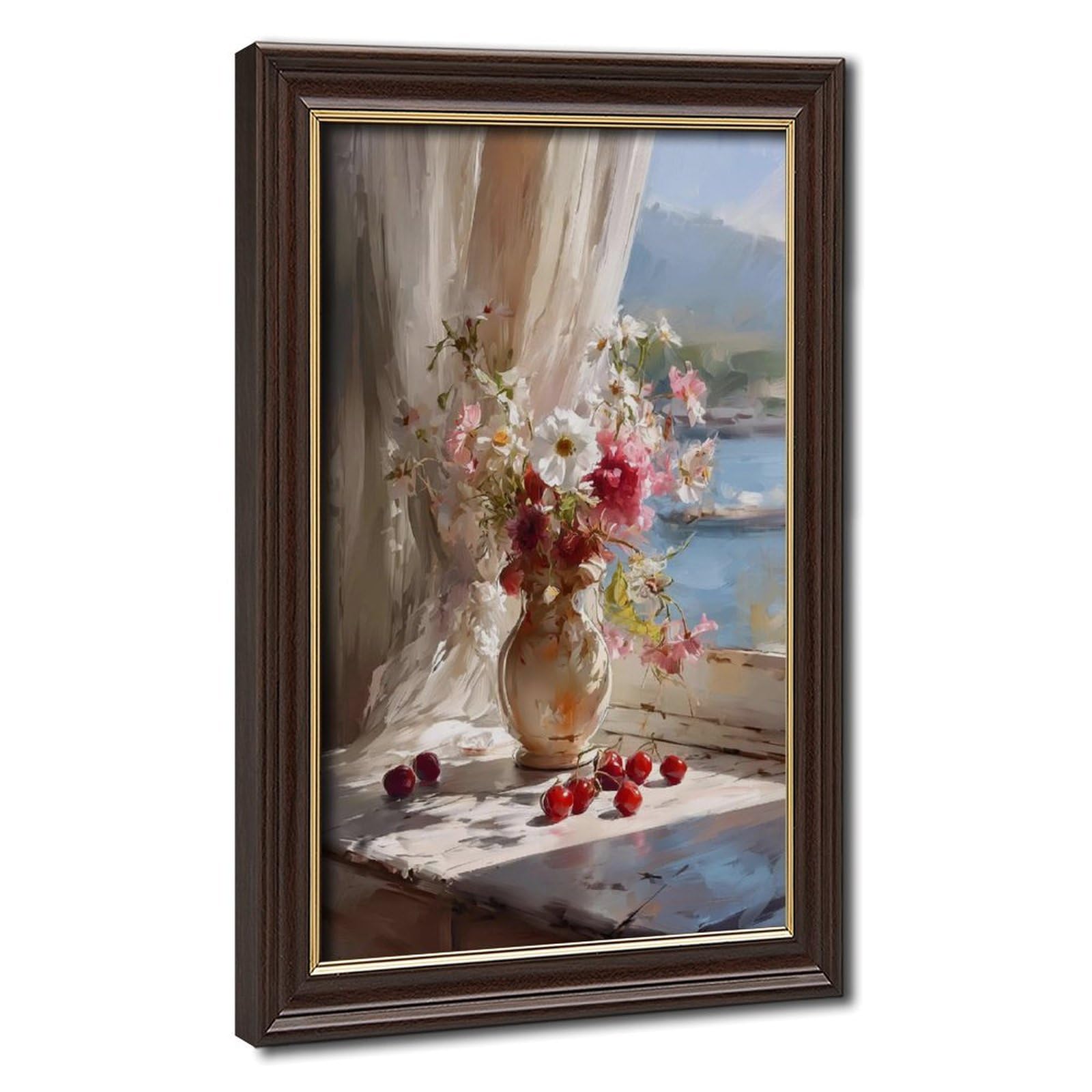 Flamint Cherry Blossom Oil Painting Canvas Poster for Dorm Room Decor Gift