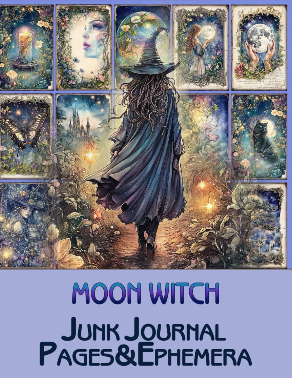 Vintage Moon Witch Junk Journal Pages & Ephemera: for Scrapbooking, Collage and Paper Crafts, Art Journaling