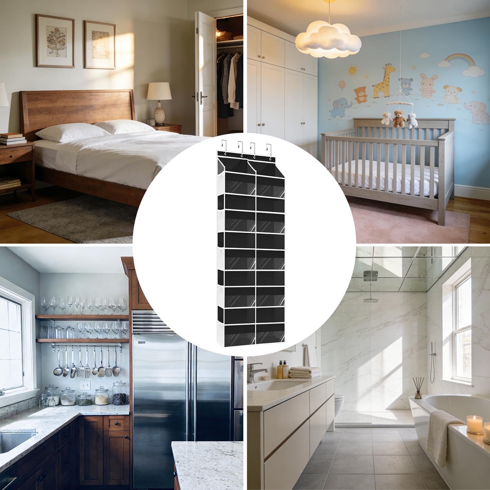 Organizzatore Porta Per Borse Cestino Scaffale Cucina Multitasca | Contenitore per peluche, per doccia, camera da letto, cucina, cameretta dei bambini, bagno
