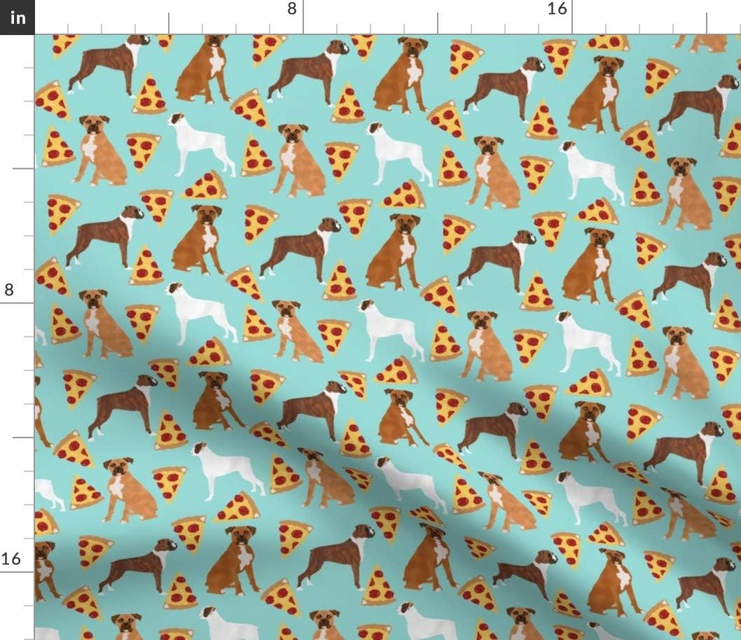 Spoonflower Fabric - Boxer Dog Pizza Cute Boxers Dogs Pet Portrait Printed on Petal Signature Cotton Fabric by The Yard - Sewing Quilting Apparel Crafts Decor