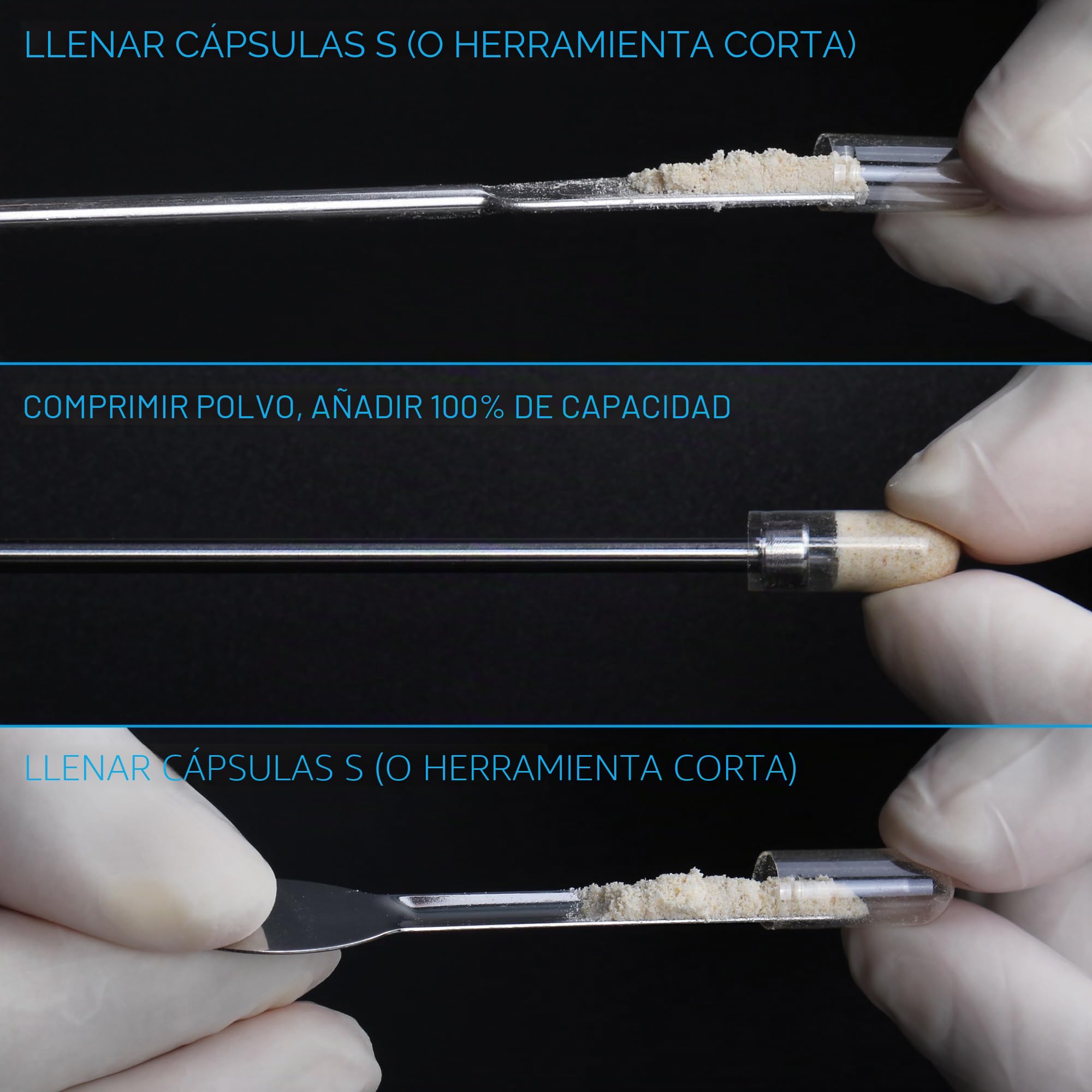 Cápsulas de llenado de microcuchara, herramienta de manipulación de polvo de hierbas - Cuchara de laboratorio con llenado rápido y cápsulas de llenado de píldoras a escala de miligramos