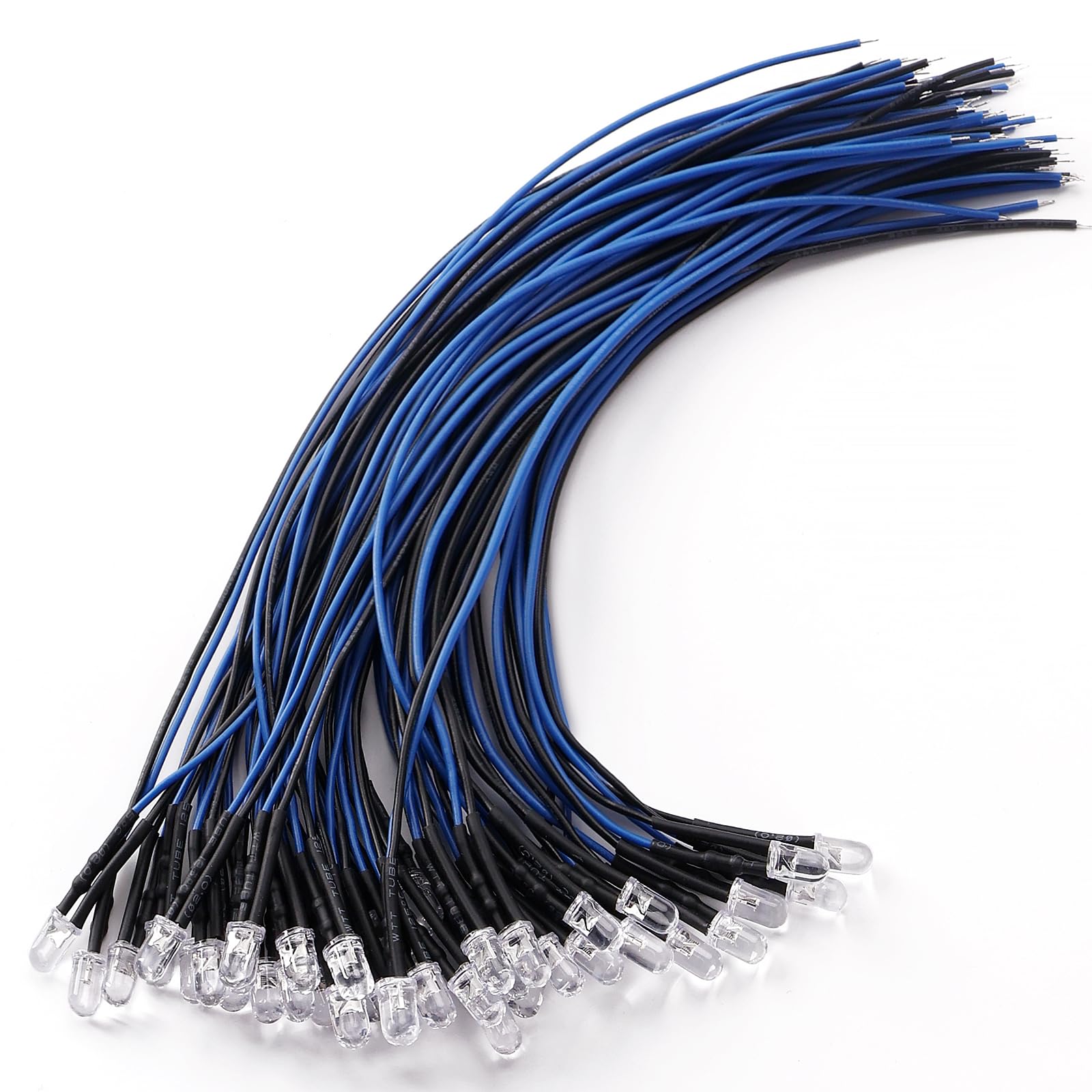 YIXISI 40 Pezzi 5mm LED Diodo 12V 20cm Blu Luce Precablata