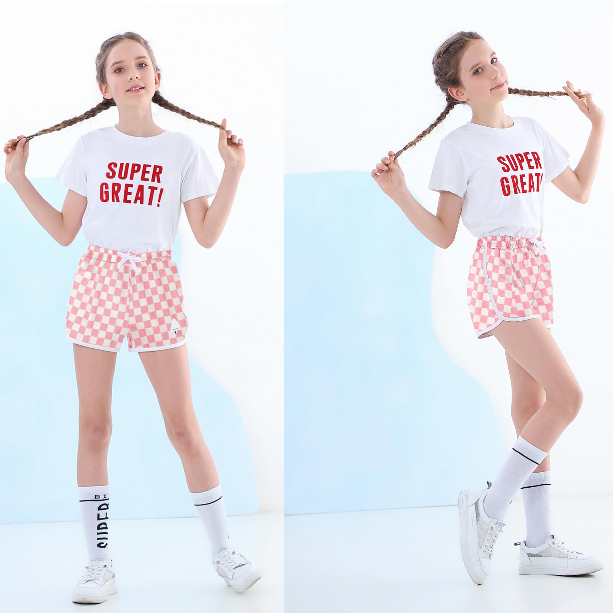 Rolanko Pantaloncini da Ginnastica per Ragazze, Pantaloncini Sportivi Estivi con Coulisse per Bambini Che corrono E Ballano