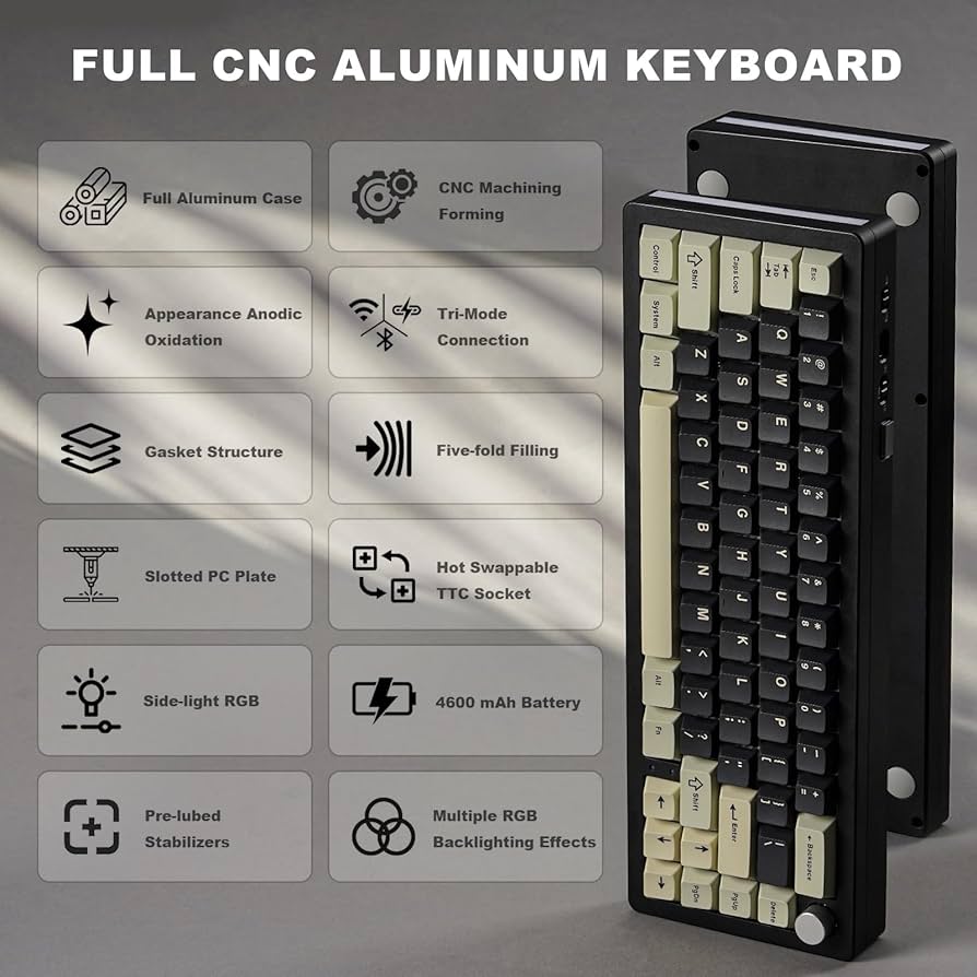 Amazon.com: YUNZII AL66 Wireless Mechanical Keyboard,Full Aluminum