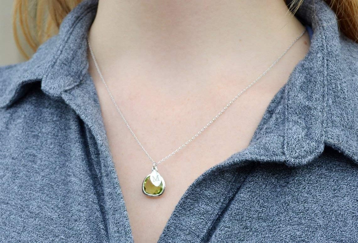 Susabella Birthstone Necklace, Birth Month Gemstone, 16 18 or 20 in. Chain in Silver, Gold or Rose Gold, Gift for Her, Gemstone Necklace, Custom Initial - Image 6
