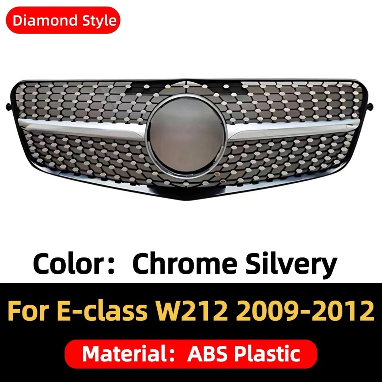 Przedni grill zderzak grill kratka akcesoria tuningowe pasuje do Mercedes Benz E Klasa W212 2009-2015 E260 E300 E350 E200 GT osłona chłodnicy(13-15 Diamond Silver)