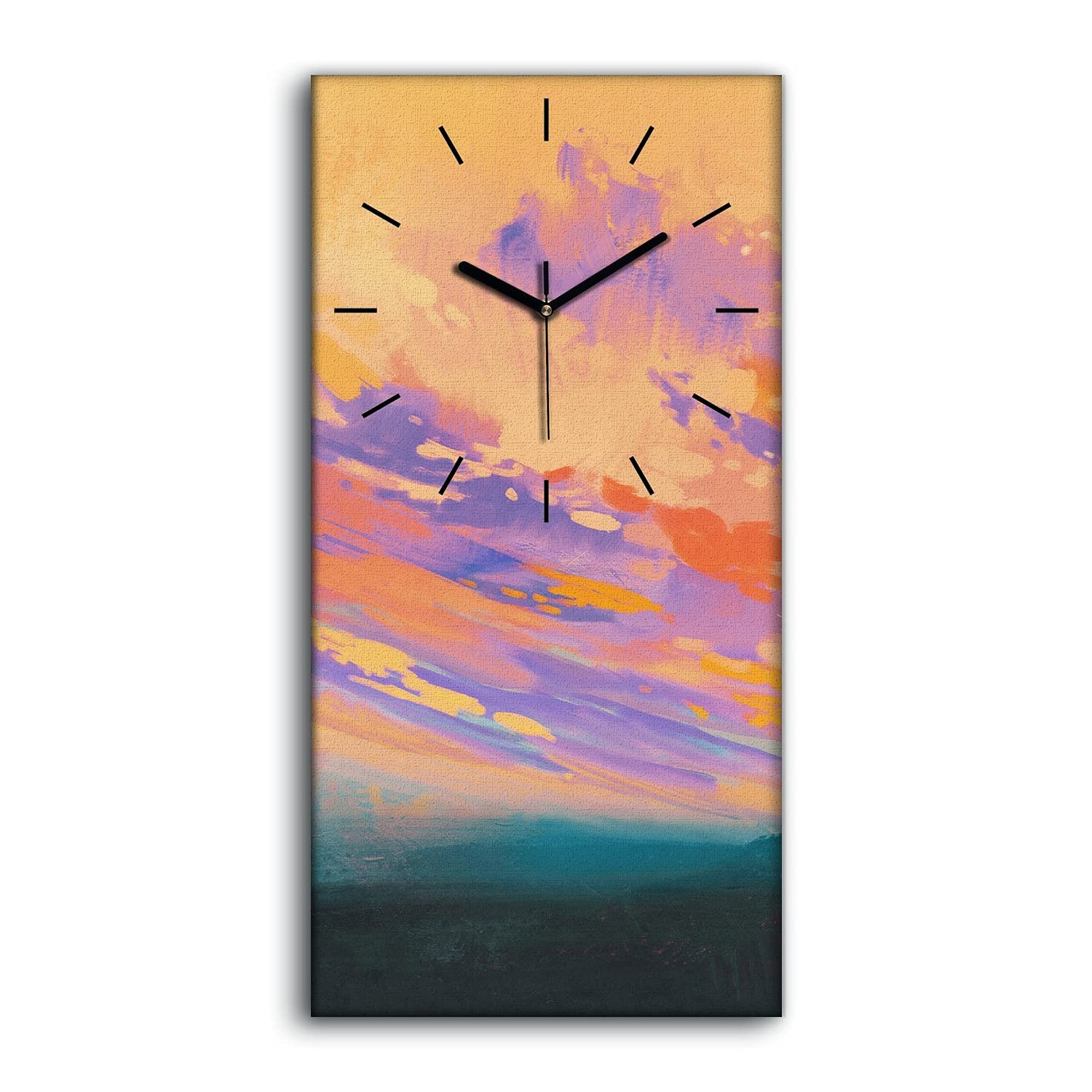 Horloge sur Toile 30x60cm Coloray avec Mains Noires pour Salon et Chambre