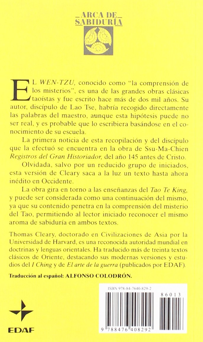 Wen-Tzu: LA Comprension De Los Misterios Del Tao