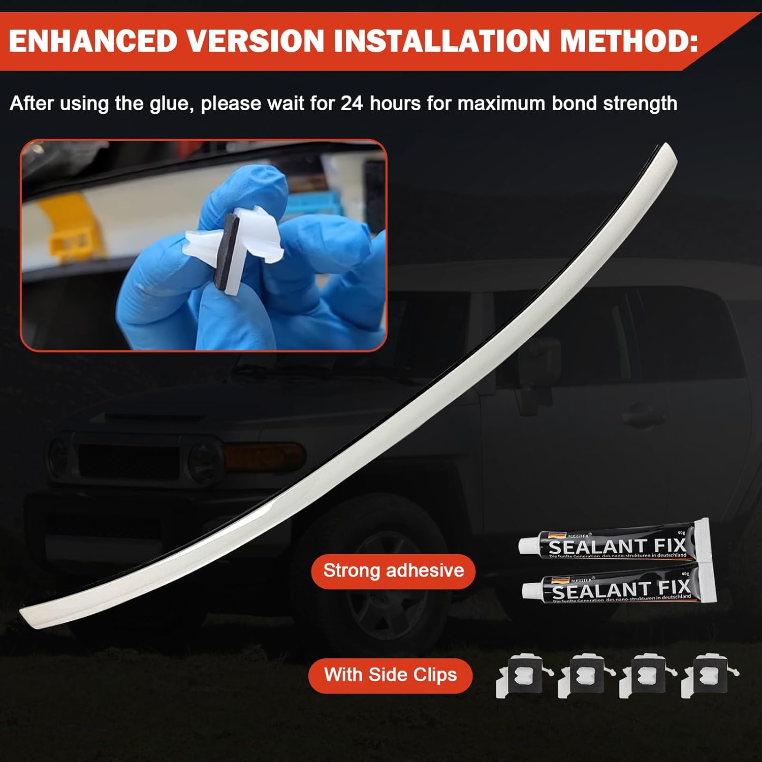 Front Windshield Molding White Top Pillar with Side Molding Compatible with Toyota FJ Cruiser 2007-2014 Replaces 755033501A0 75503-35061-A0