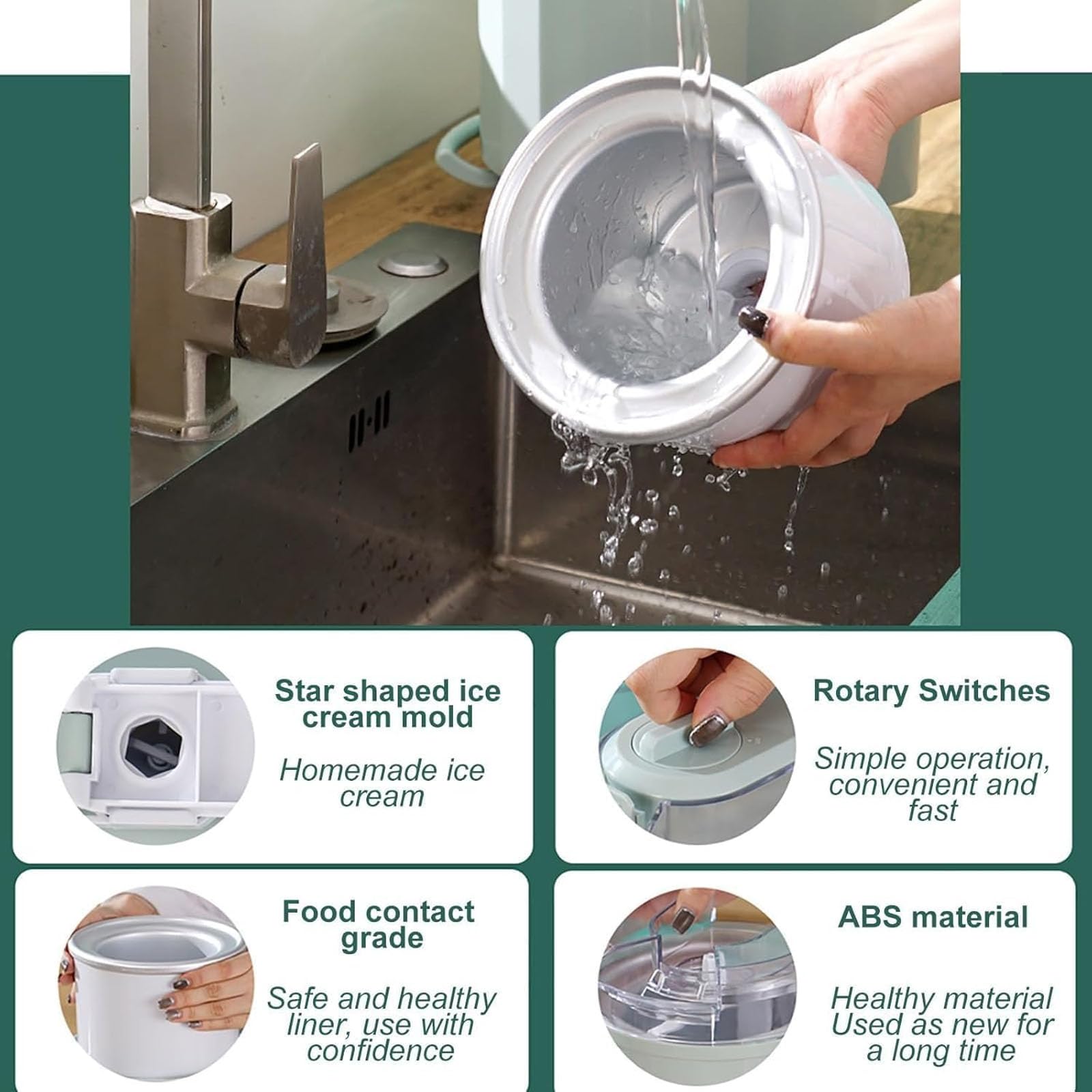 Máquina de helado suave para el hogar, mini máquina automática de helado y yogur, máquina rápida de servir frutas caseras en 10 minutos, capacidad de 1 litro