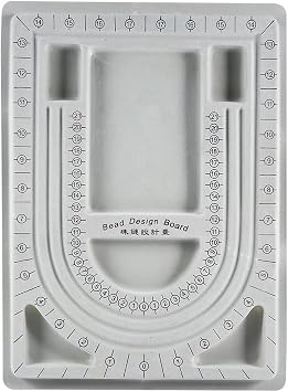 H&W Grey Bead Board with Flock, 9.5 by 12.9-inch, Design Beading Board Tray DIY Craft Tool for Girl and Necklace Beading Jewelry Designer
