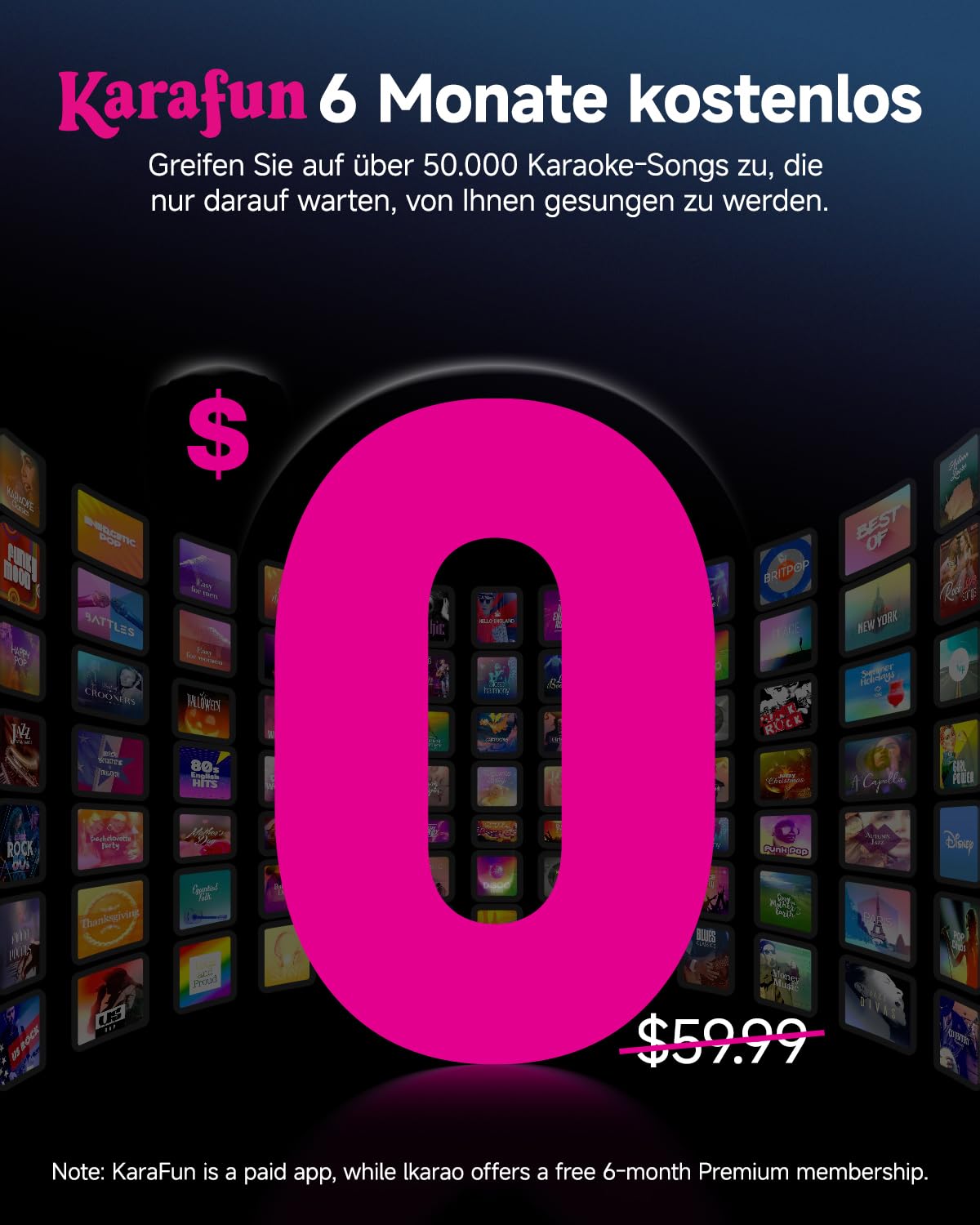 Ikarao Karaoke-Maschine mit integriertem Bildschirmdisplay, Bluetooth, kabellosen Mikrofonen & Partylicht - Perfekt für Kinder, Erwachsene & Outdoor-Aktivitäten（Shell S1）