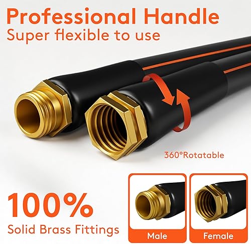 Miniatura 5 de Manguera de jardín flexible, 25 pies x 58 pulgadas, sin torceduras, resistente al desgaste y a la congelación, manguera de agua flexible, manguera