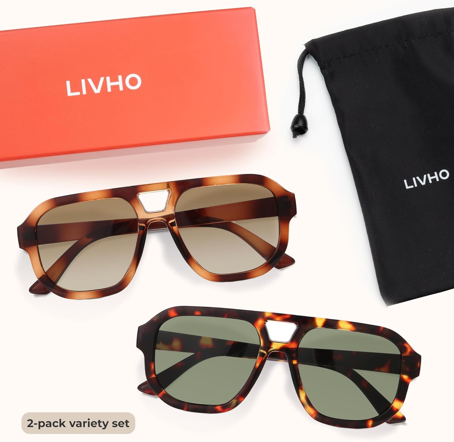 livho Trendy Polarized Square Aviator Sunglasses Women Men Square Eyewear Frame, Retro Sun Glasses for Women Men 2025 Shades - Image 7