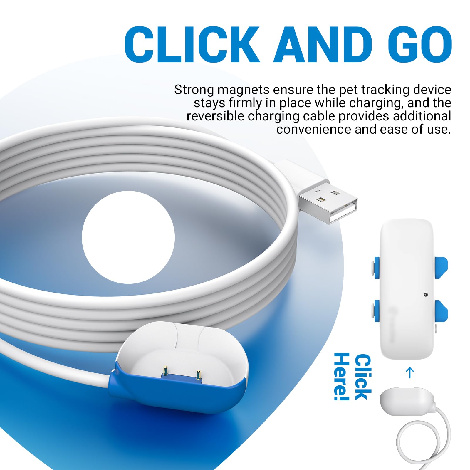 Cable De Carga Magnética Para Tracti GPS Pet Tracker - Repuesto Compatible, Diseño Ligero Y Succión Fuerte