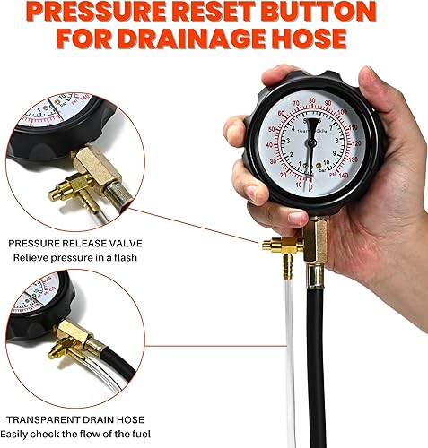 Miniatura 6 de NP Kit de manómetro de combustible diesel Probador de presión de combustible de gasolina Herramienta de diagnóstico de bomba de inyección de