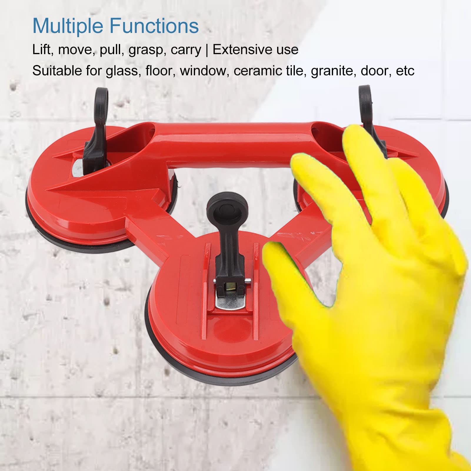 Window Suction Cups, 3 Claws Plastic Handle Glass Holder Hooks Triple Heavy Duty Suction Plate Tile Suction Cup Lifter Glass Puller