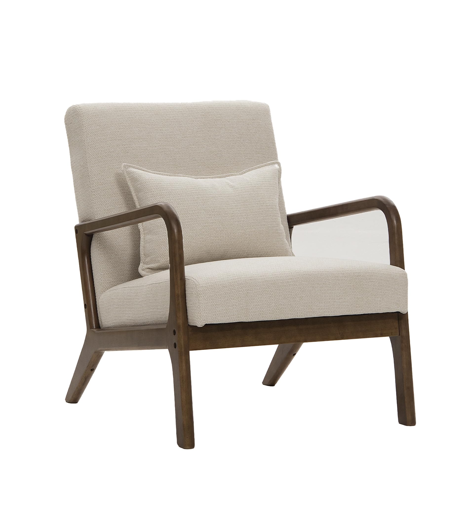 SWEET SOFA® - Butaca nórdica de Madera Maciza Nicole, tapizada Antimanchas, con cojín Incluido. 78x75x65cm (Beige)
