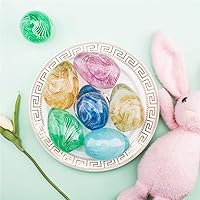 Vista 6 de QFkris Crystal Blessings - Estatuilla artística de cristal soplado con pisapapeles y huevos de Pascua (azul)