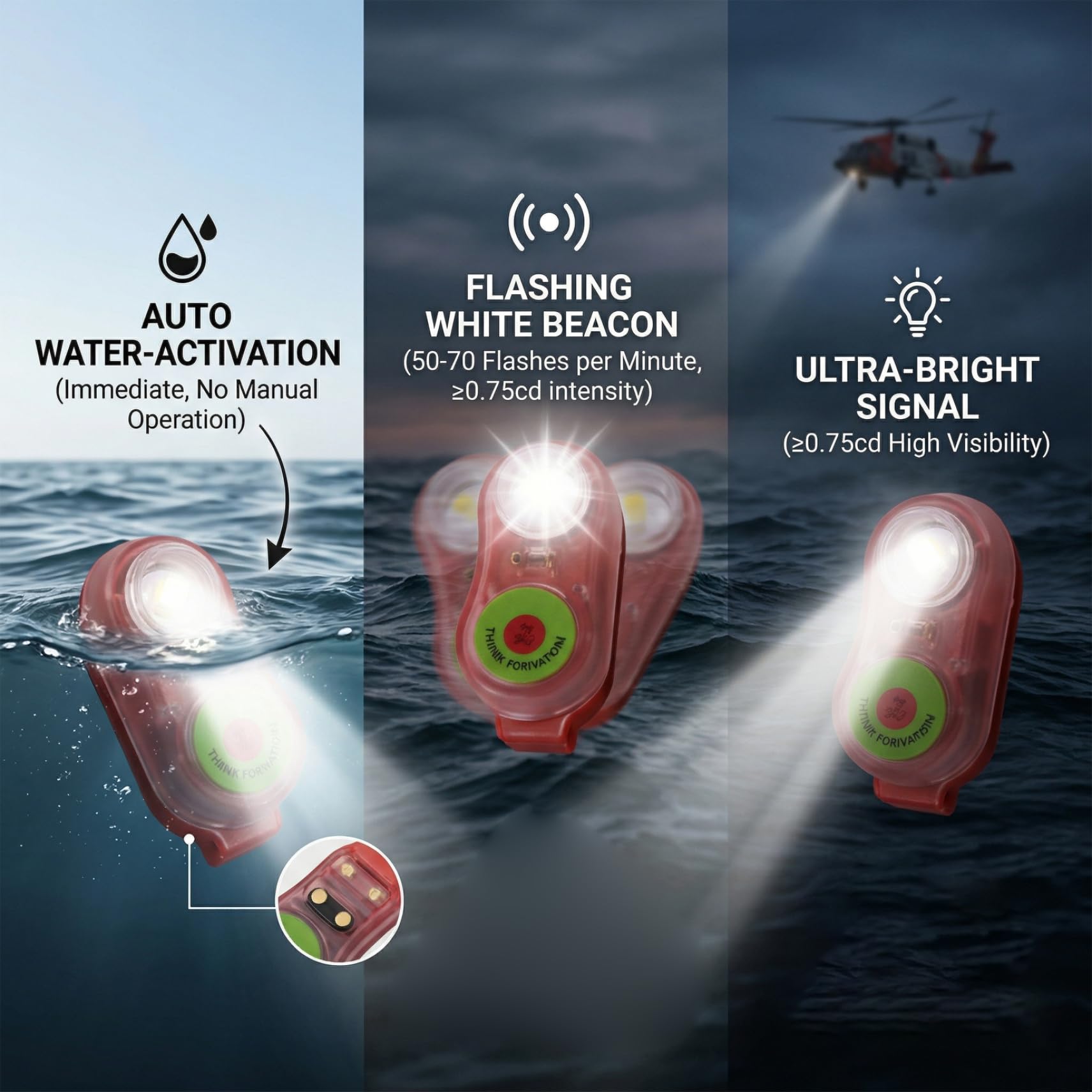 Luz para chaleco salvavidas 6 piezas Luces para chaleco salvavidas Luces estroboscópicas Luz de emergencia Emergencia estroboscópica activada por agua para rescate marino y acuático.