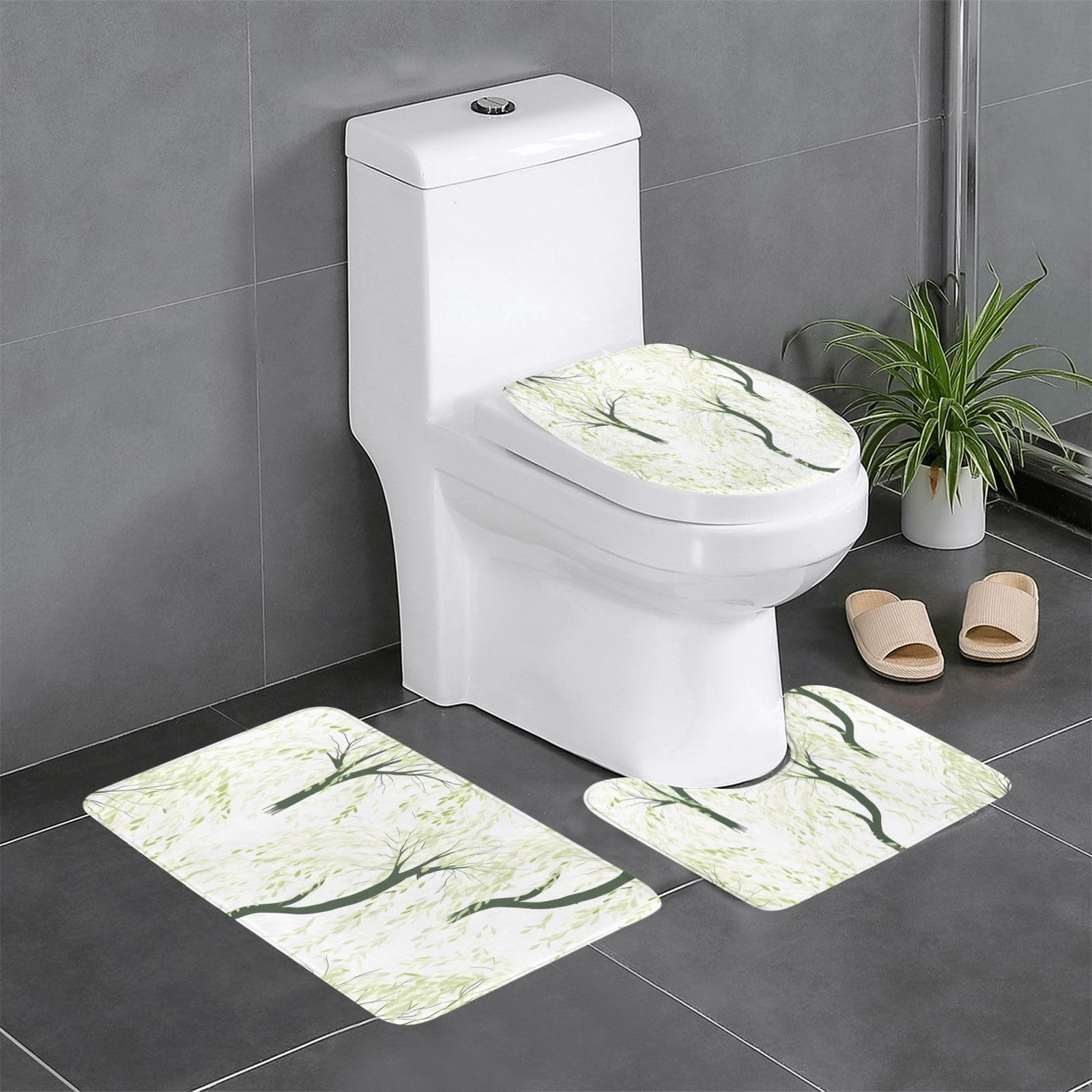 Tapis de salle de bain antidérapants avec contour WC, tapis ovale et tapis rectangle Willow Tree