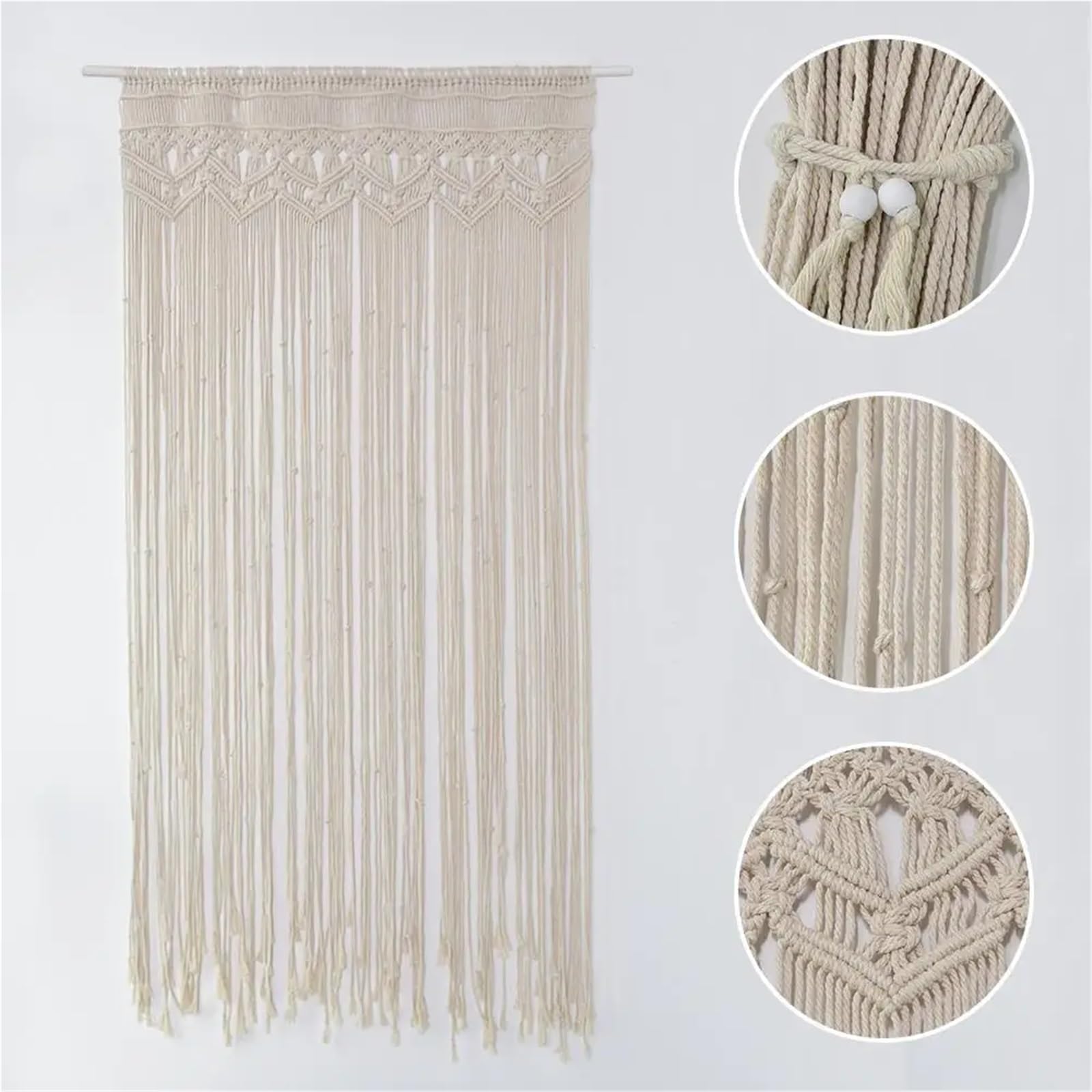 Makramee Vorhang Makramee-Wandteppich mit Fransen, Spitze, Wandbehang, Baumwolle, for Raumteiler, Türvorhänge, Hochzeitshintergrund FüR Raumteiler, FenstervorhäNge