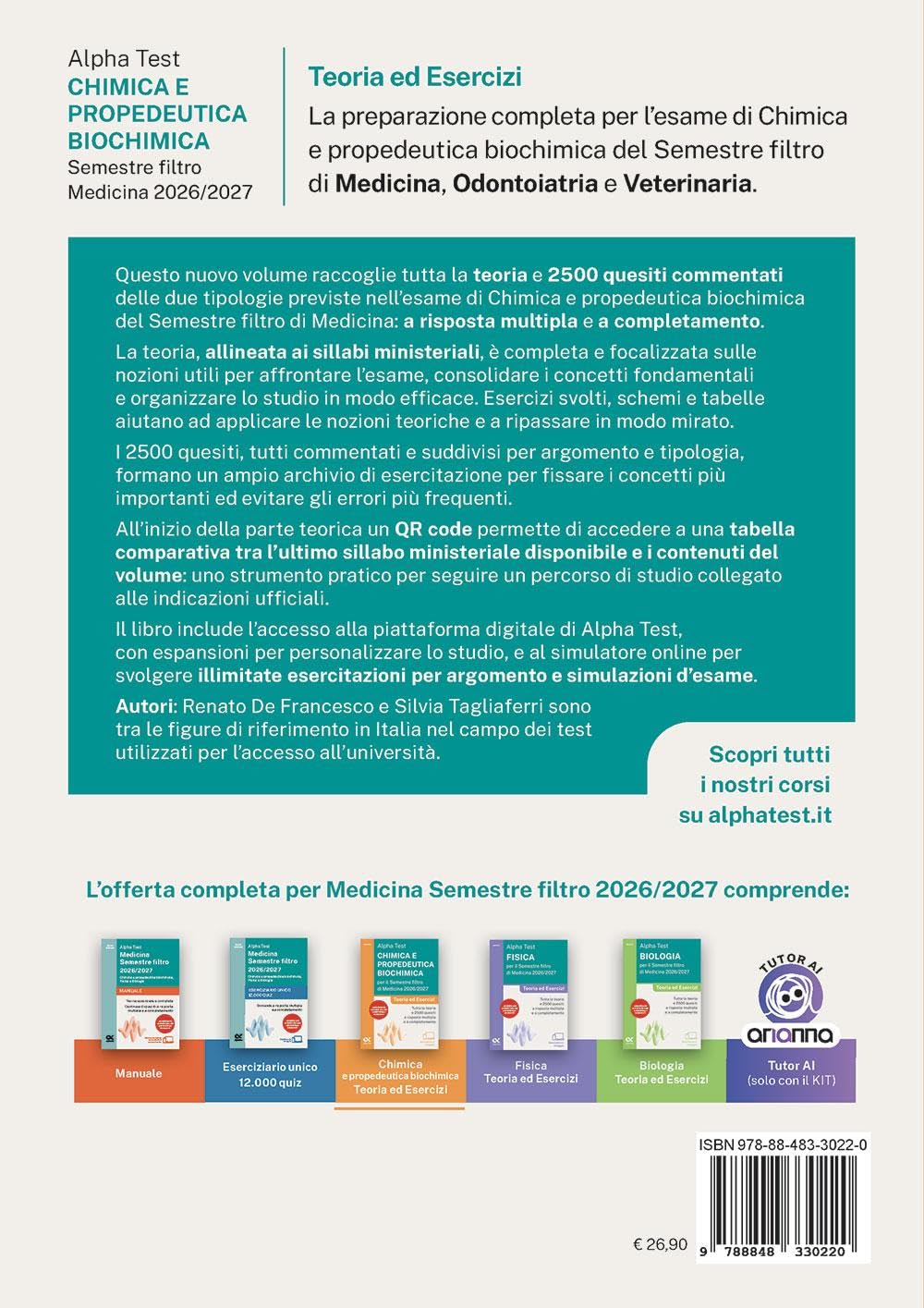 Alpha Test. Chimica e propedeutica biochimica per il semestre filtro di medicina 2026-2027. Teoria ed esercizi. Con piattaforma digitale e simulatore online