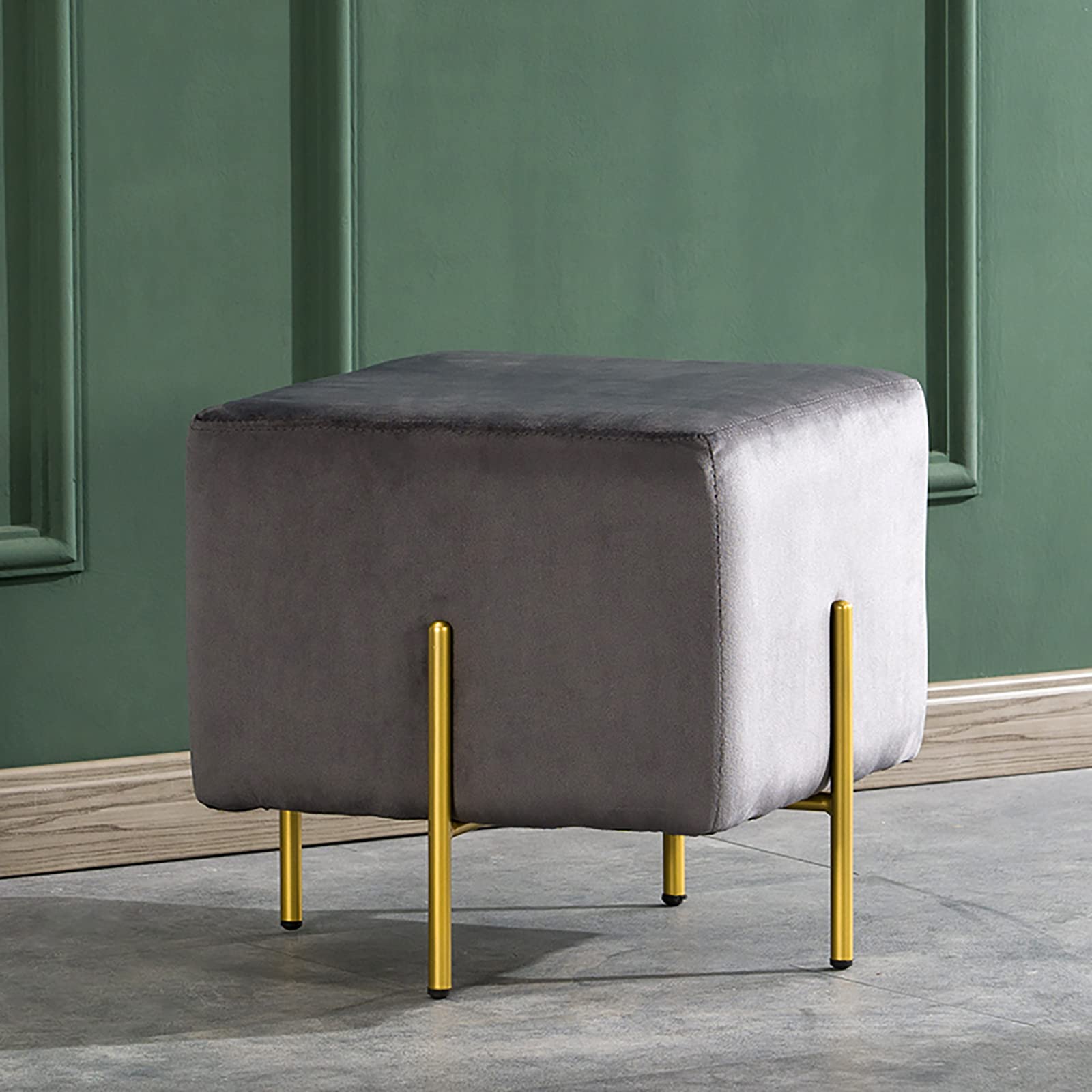 Tabouret rond moderne peluche beige avec rembourrage doux pour salon