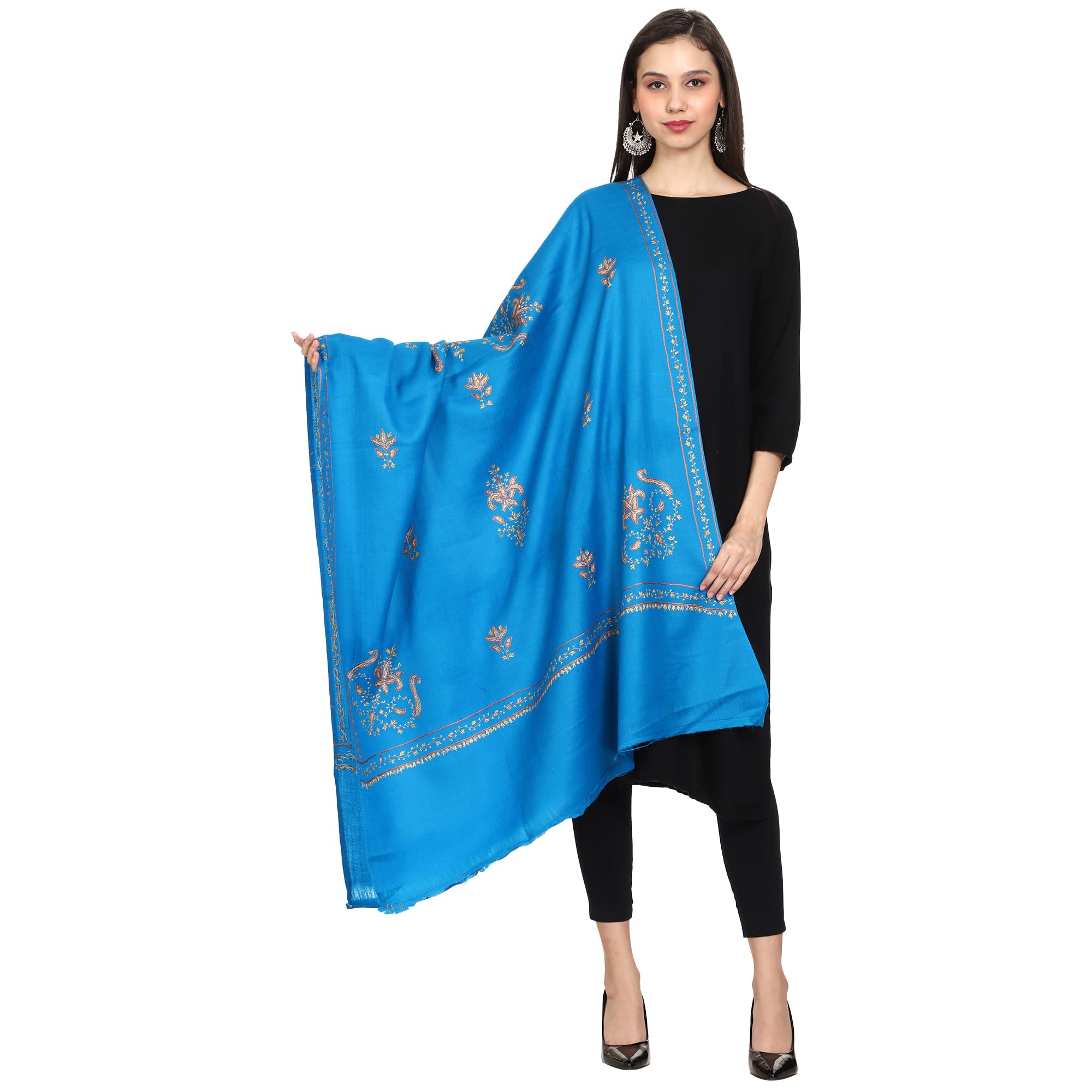 Women's Kashmiri Hand Embroidered Pure Wool Shawl-image-23