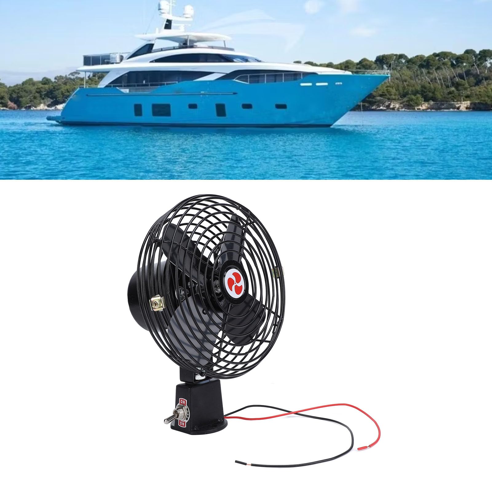 Ventilateur de voiture 12 V en métal, silencieux, 2 vitesses, pour camion, bateau, bus
