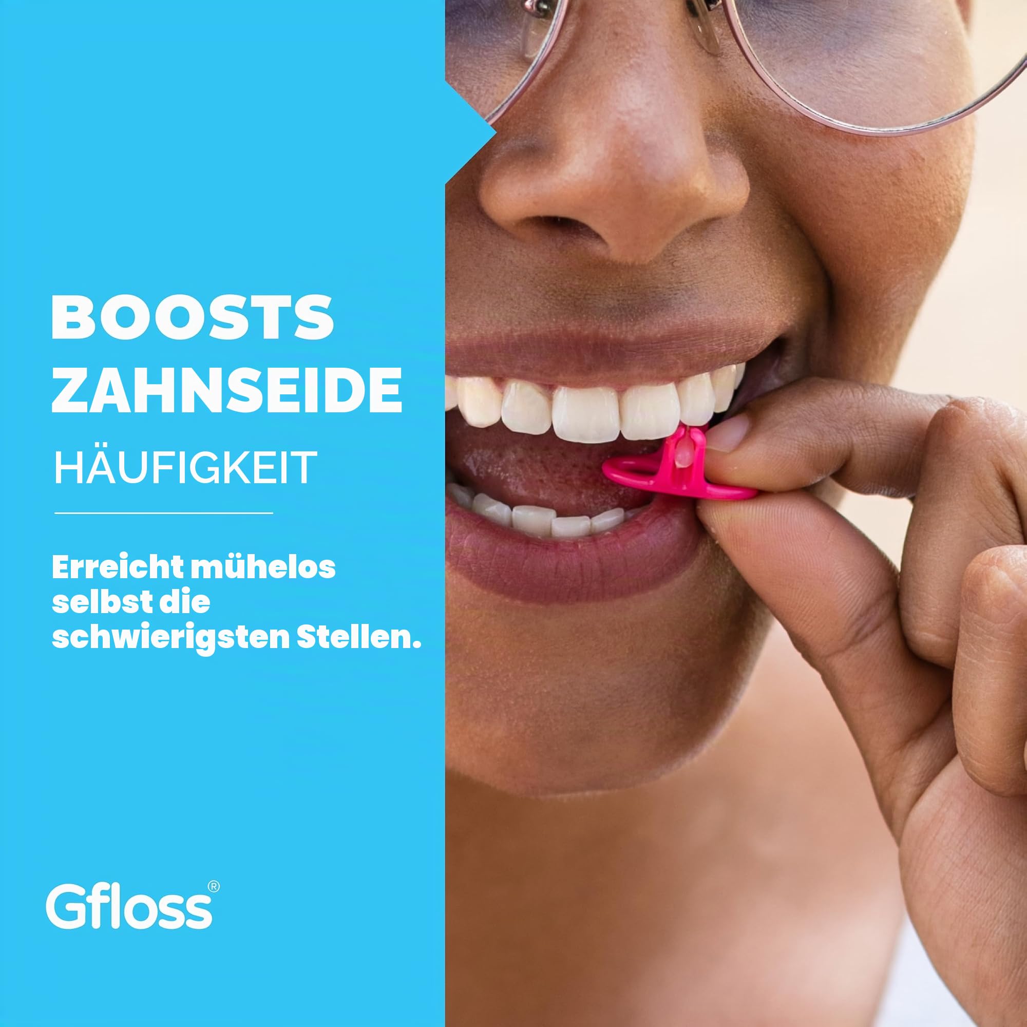 Gfloss Handfreie Zahnseide – 40 Stück – einfach zu bedienen und diskrete Zahnseide für Erwachsene | Zahnseide für unterwegs