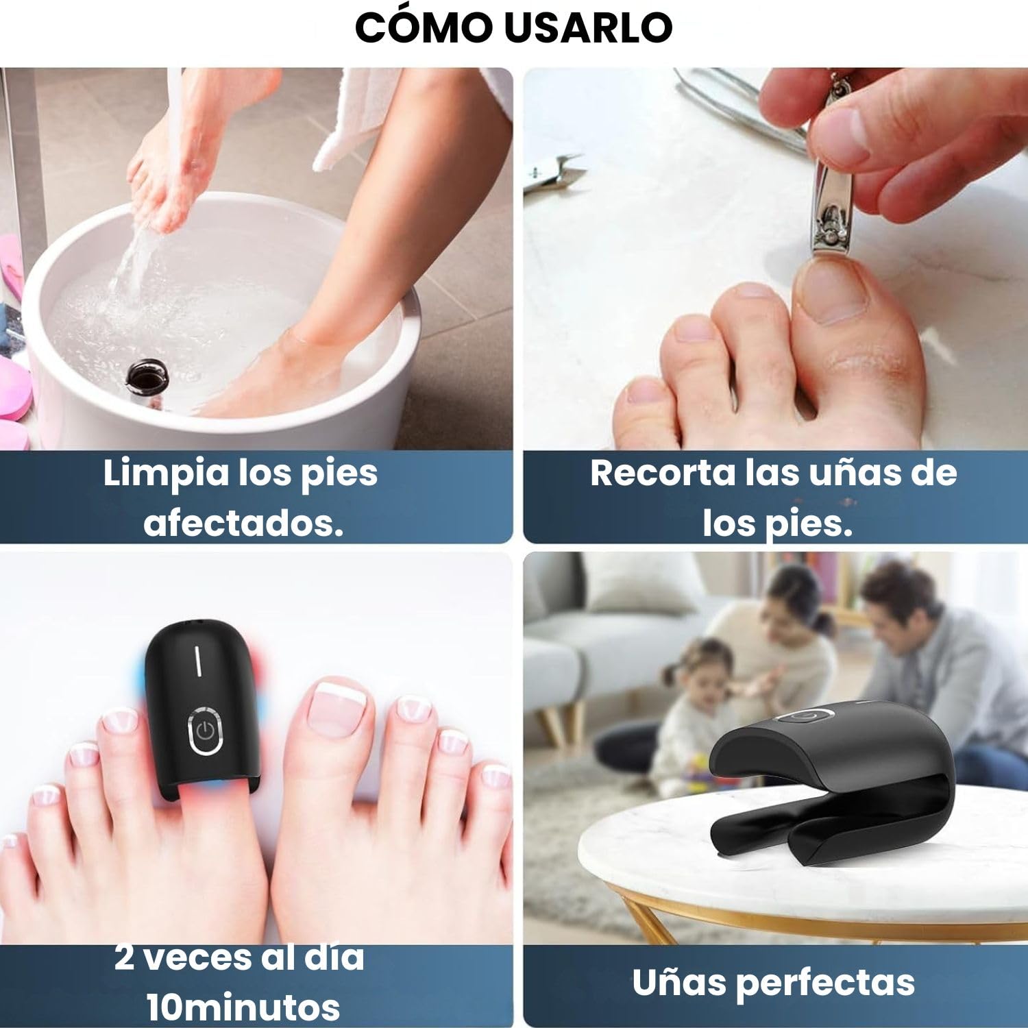 Tratamiento hongos uñas pies - Tratamiento Laser onicomicosis - antihongos - antifungico para uñas pies y manos - Eliminar micosis - potente tratamiento anti hongos - Quita hongos (Negro)