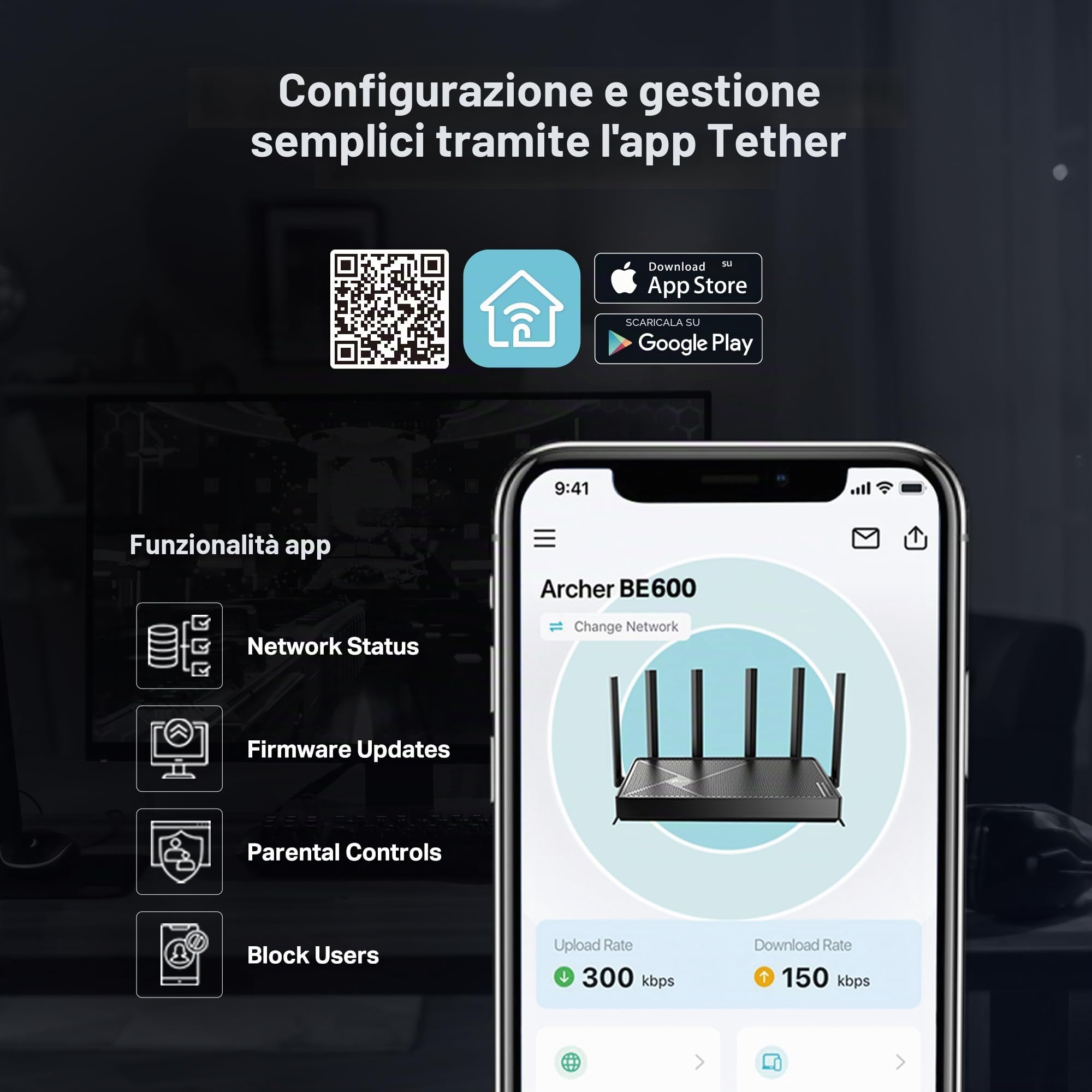 TP-Link Tri-Band BE9700 WiFi 7 Router Archer BE600 | 10G WAN/LAN +2.5G WAN/LAN +3 × porte LAN 2.5G, nuovo canale 320 Mhz | copre fino a 2.600 mq. ft e 120 dispositivi|VPN, HomeShield per la sicurezza