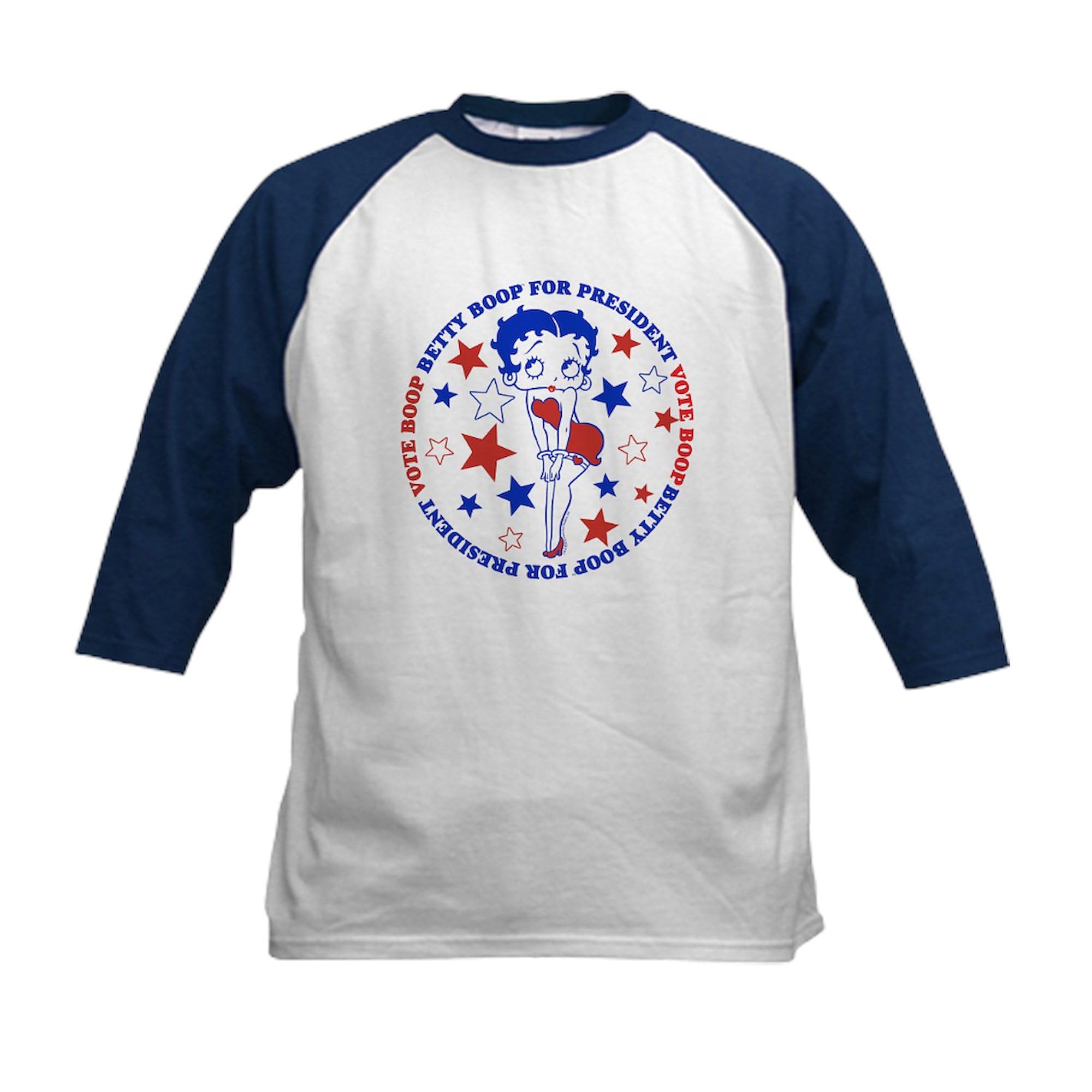 CafePress Betty Boop Vote Boop Kids Baseball T Shirt Kids Cotton Baseball Jersey, 3/4 Raglan Sleeve Shirt Navy/White