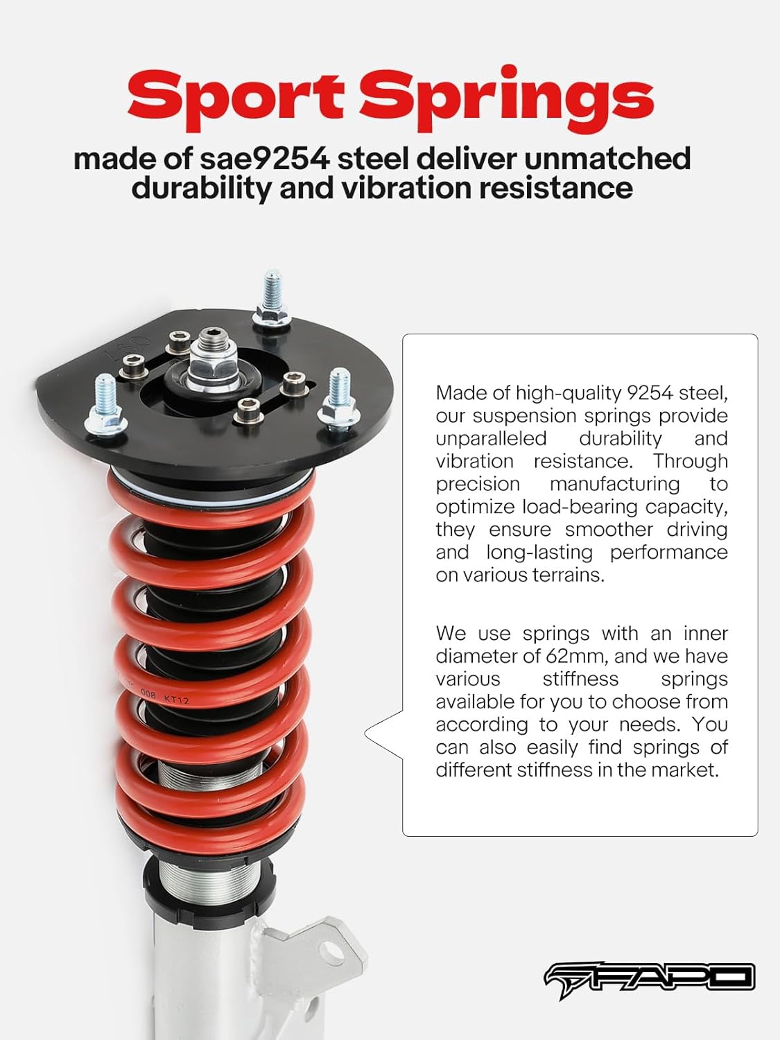 FAPO Coilover for Chevrolet Cobalt 2005-2010, for Chevrolet HHR 2006-2010, for Pontiac G5 2007-2009 Adjustable Height Mono-Tube Shock Suspension Strut Lowering Kits
