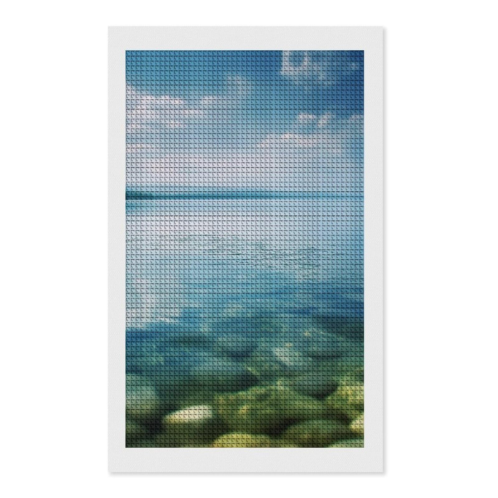 Lake Water Diamond Art Kits for Adults, DIY 5D Diamonds Painting Kits for Beginner, Round Full Drill Diamond Dots Painting, 12"x20" Diamonds Pictures Gem Art and Crafts Wall Decor