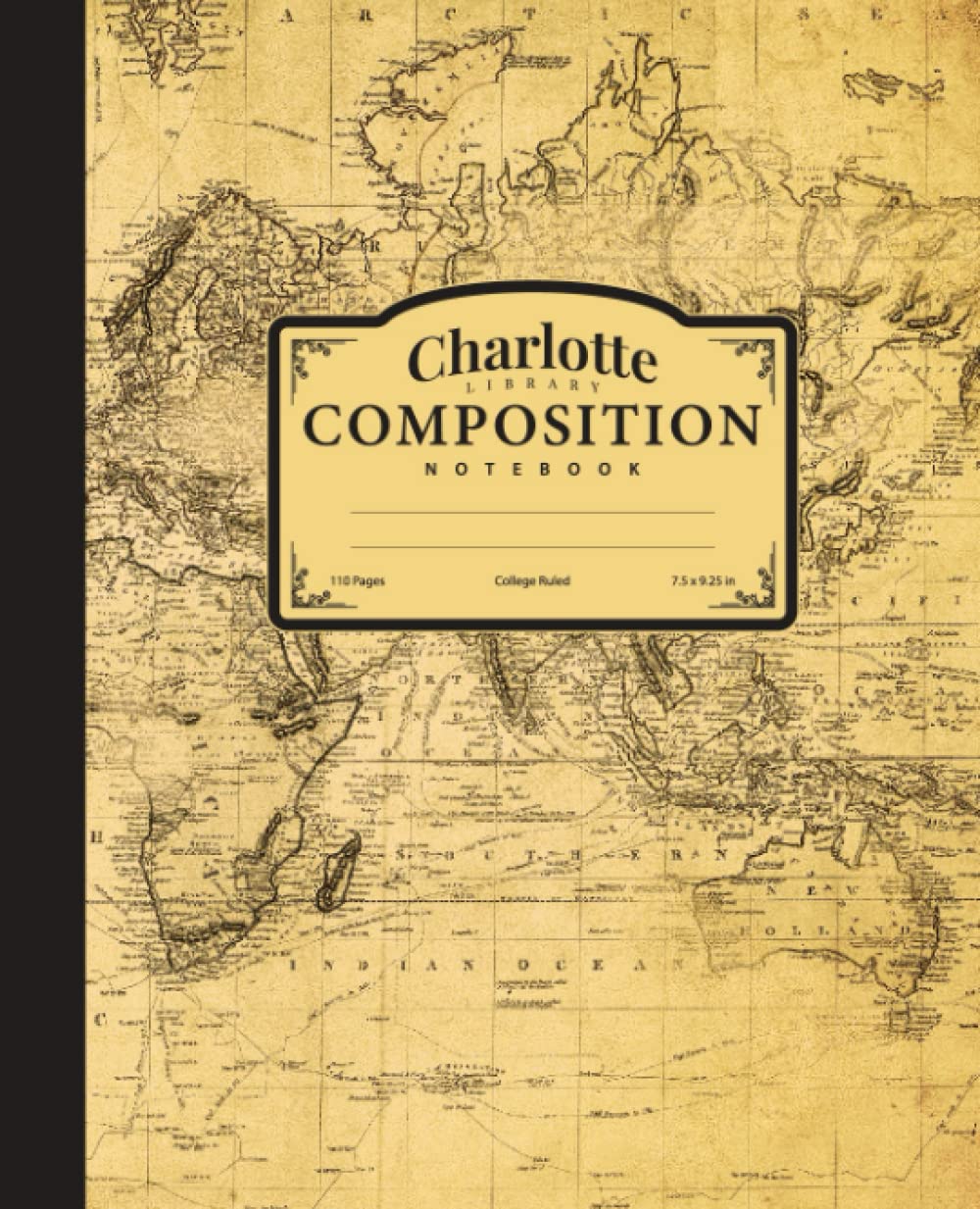 Composition Notebook: Old World Map Vintage Style Journal with Ancient Brown Color Cover for Students, Kids, Teens, and Adults (College Ruled - 110 Pages - 7.5" x 9.25")