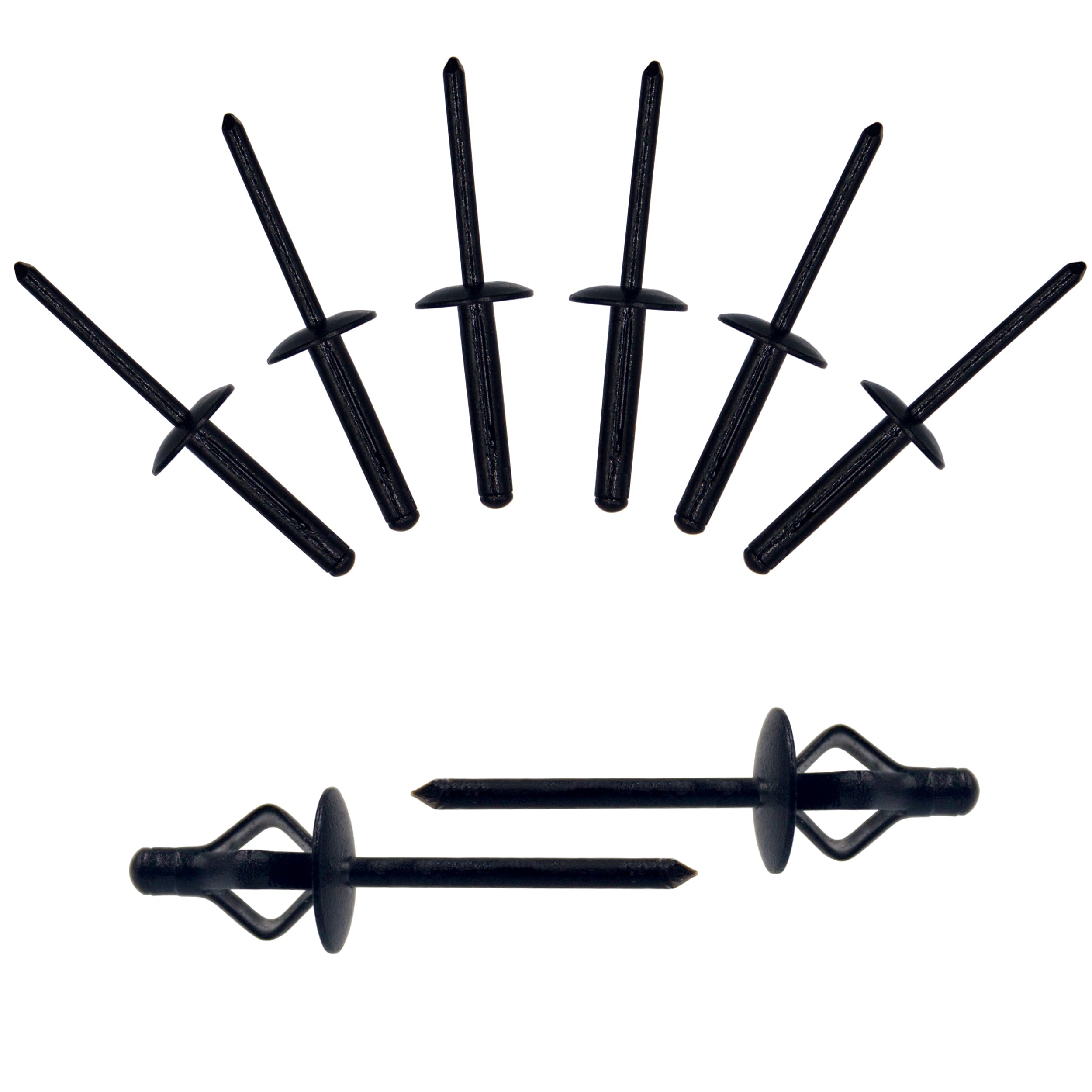 BESTYCHAO 60pcs Tri-Fold Exploding Large Head Aluminum Blind Rivet Pop Rivet Rivets - Black(4.8x25mm)